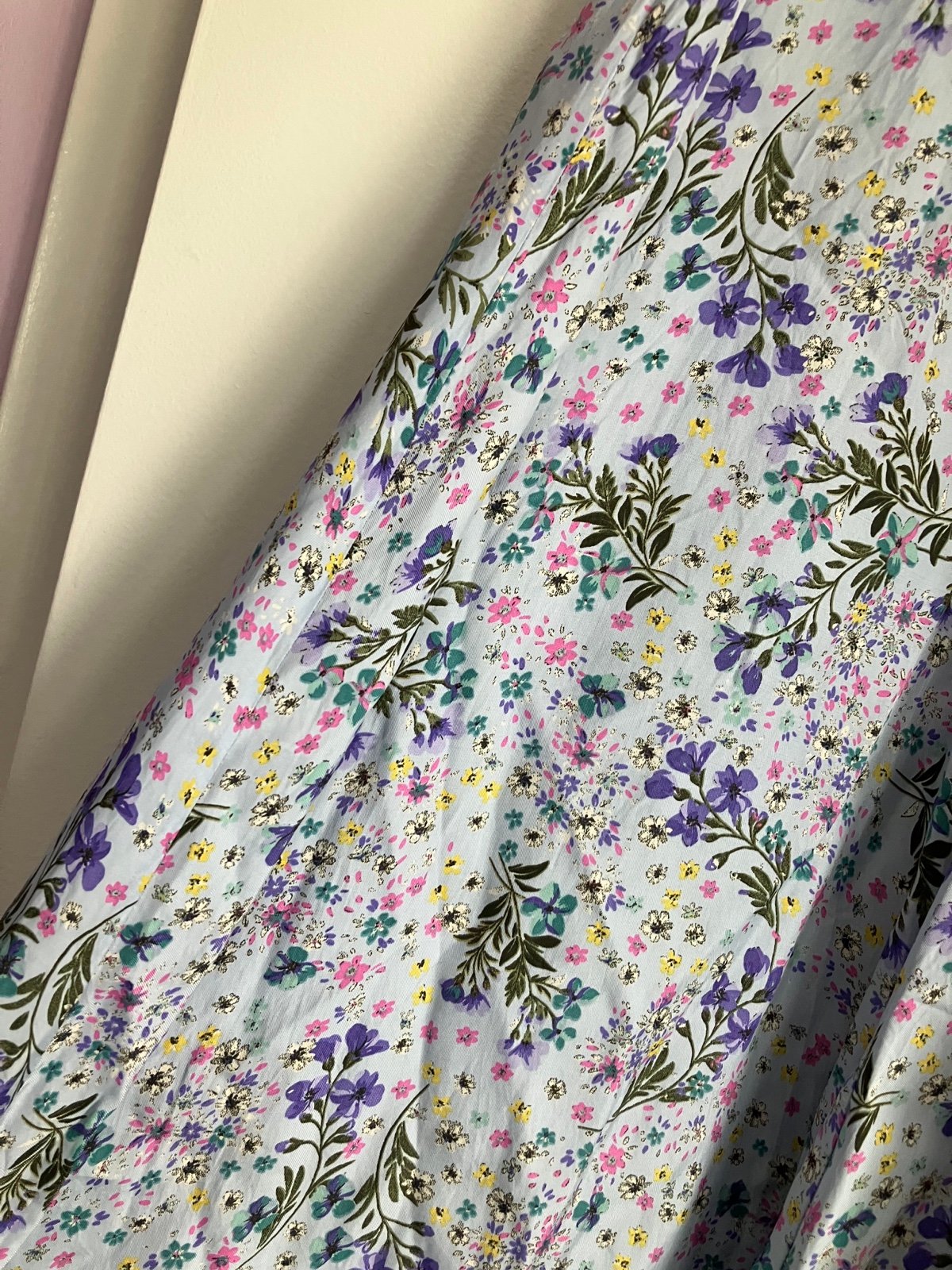 Latest  Zara Purple Lilac Blue Mauve Floral Print Pleated crinkled Midi Skirt nieaxenrW Zero Profit 
