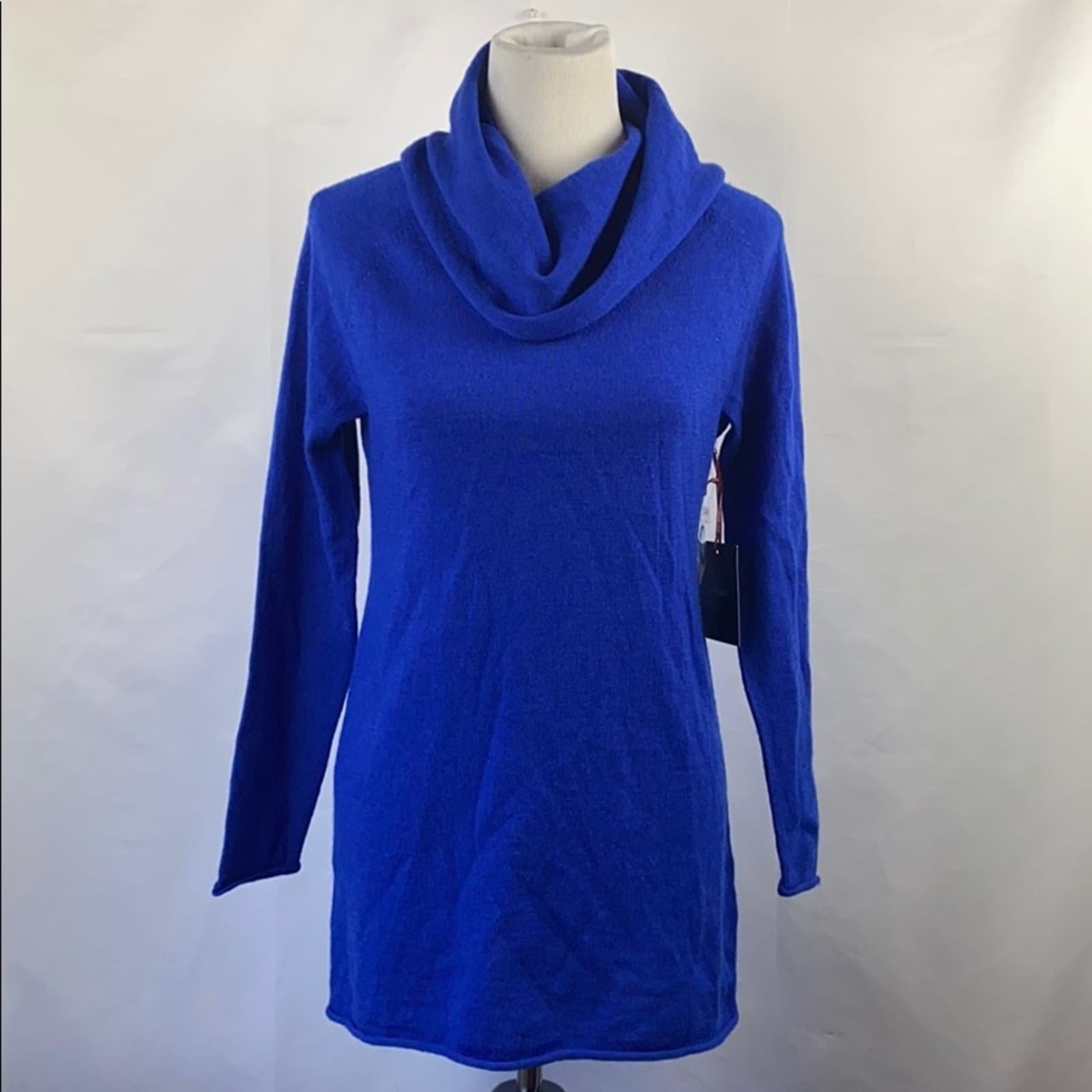 Stylish Cynthia Rowley Women´s  Blue NWT Merino Wool Cowl Neck Tunic Sweater Small jrhAg6zDG all for you