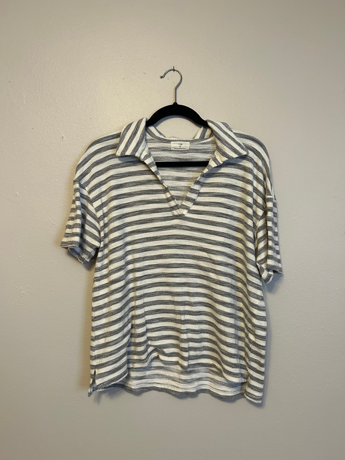 Authentic Anthropologie T.La Striped Polo Lounge Shirt 