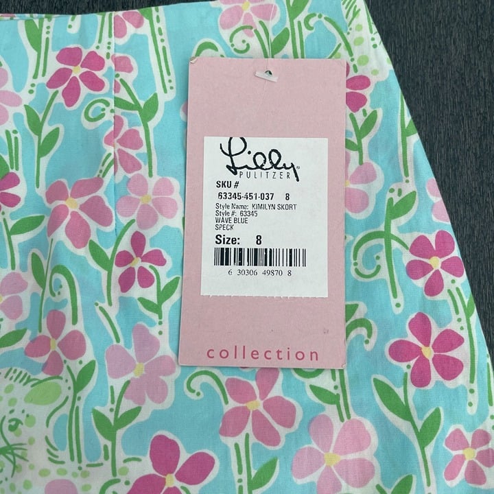 high discount Lilly Pulitzer Kimilyn Skort Wave Blue Floral Tiger, Size 8 NWT HE3NrxSYO New Style
