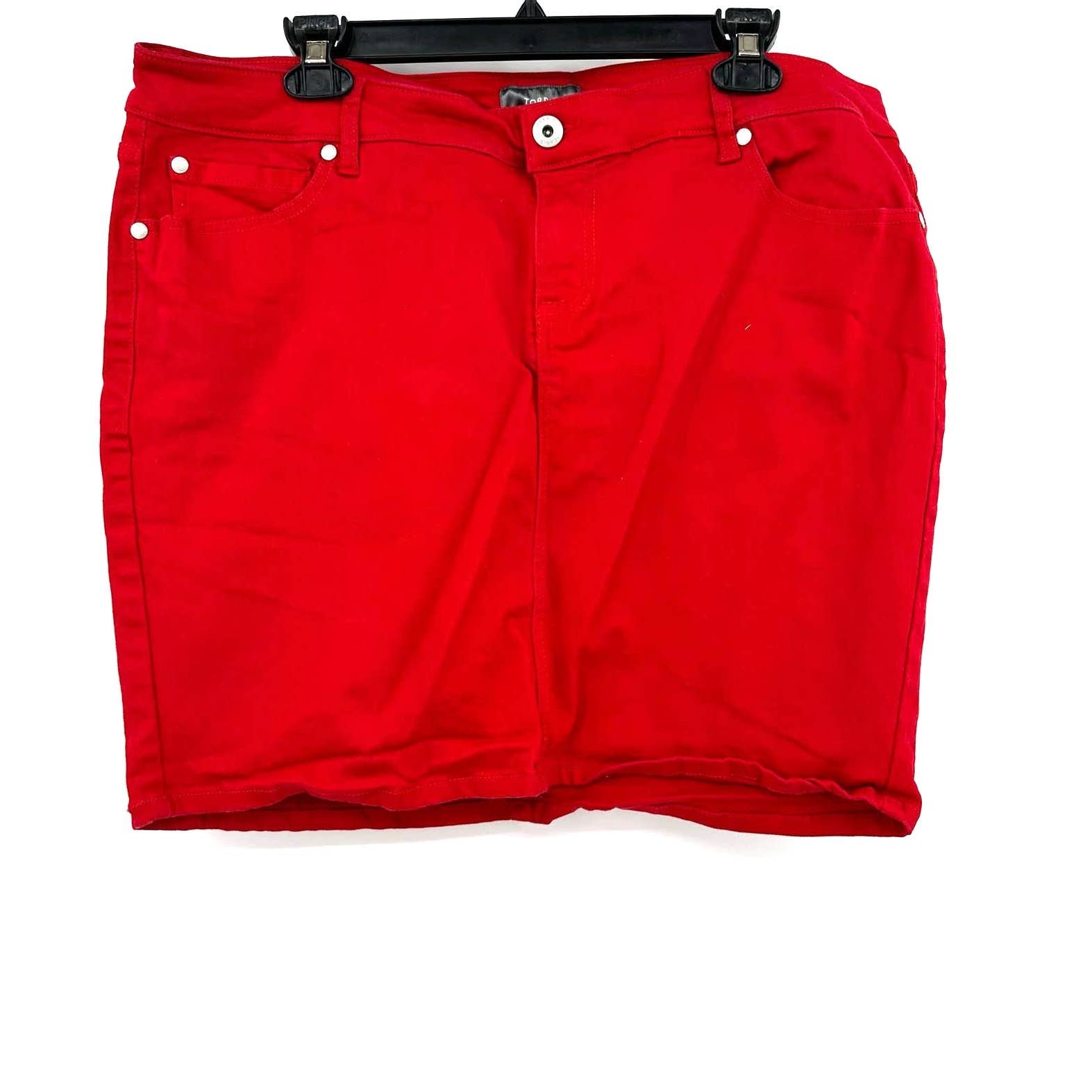 Comfortable Torrid size 18 red denim jean pencil skirt 