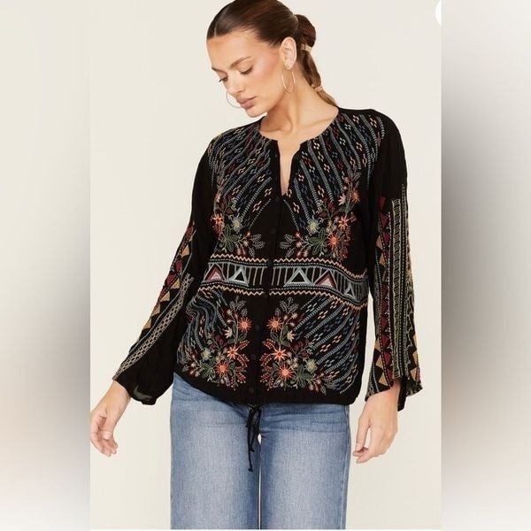 Factory Direct  JOHNNY WAS EZRA EMBROIDERED BLOUSE fRXS