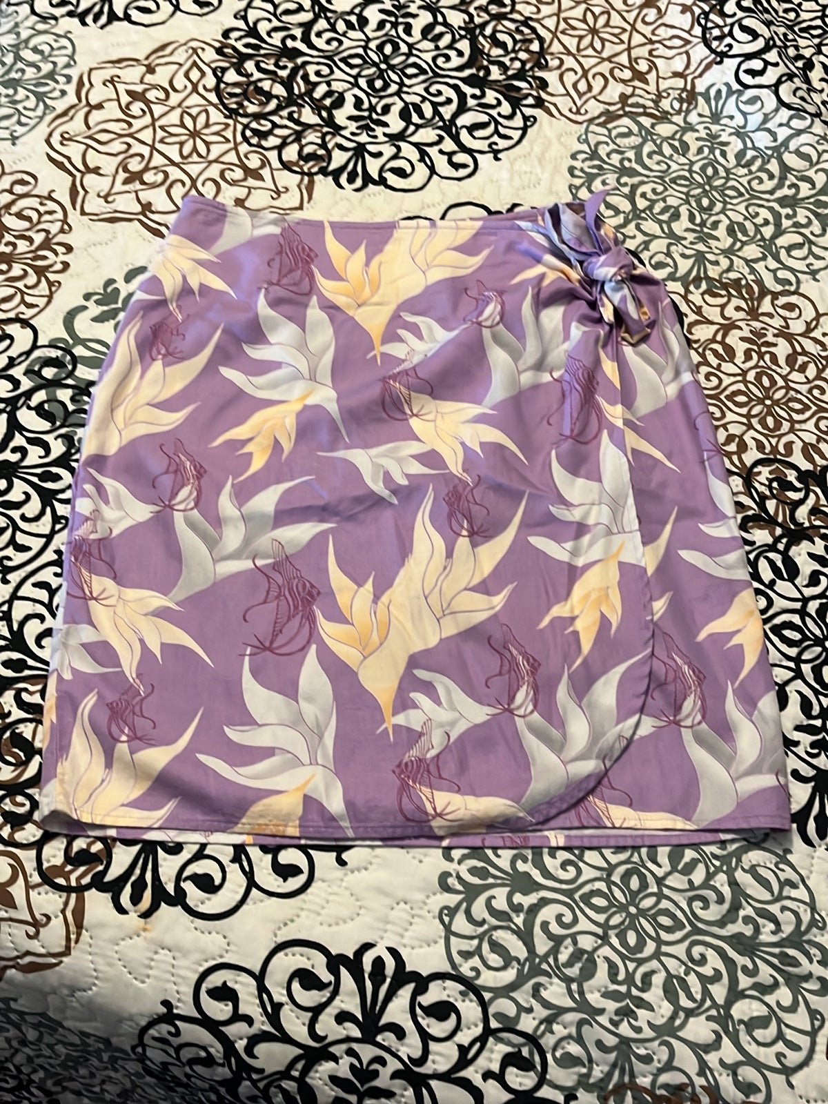 Great Columbia Fish Blossom Print Wrap Skirt LhiLH0mzW 