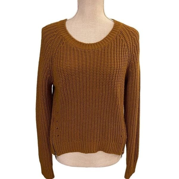 Great Pink Rose, Med, Brown Crop Knit Sweater w/ Zipper Accents Bottom Sides l25I50sj9 Online Shop