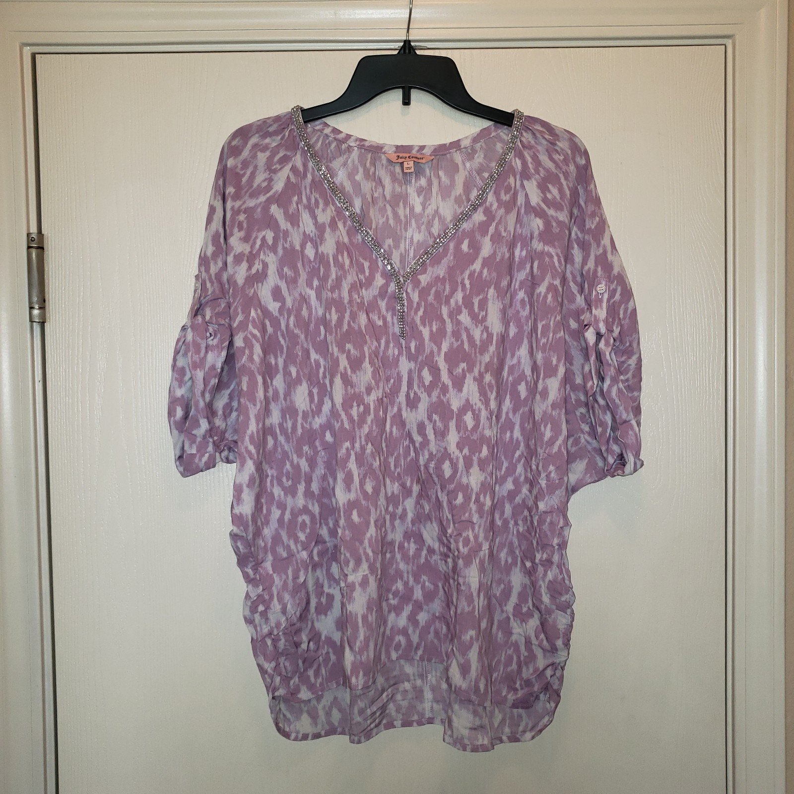 Personality Size Large JUICY COUTURE Lilac Animal Print Blouse Top ILNNhqm2B Online Exclusive