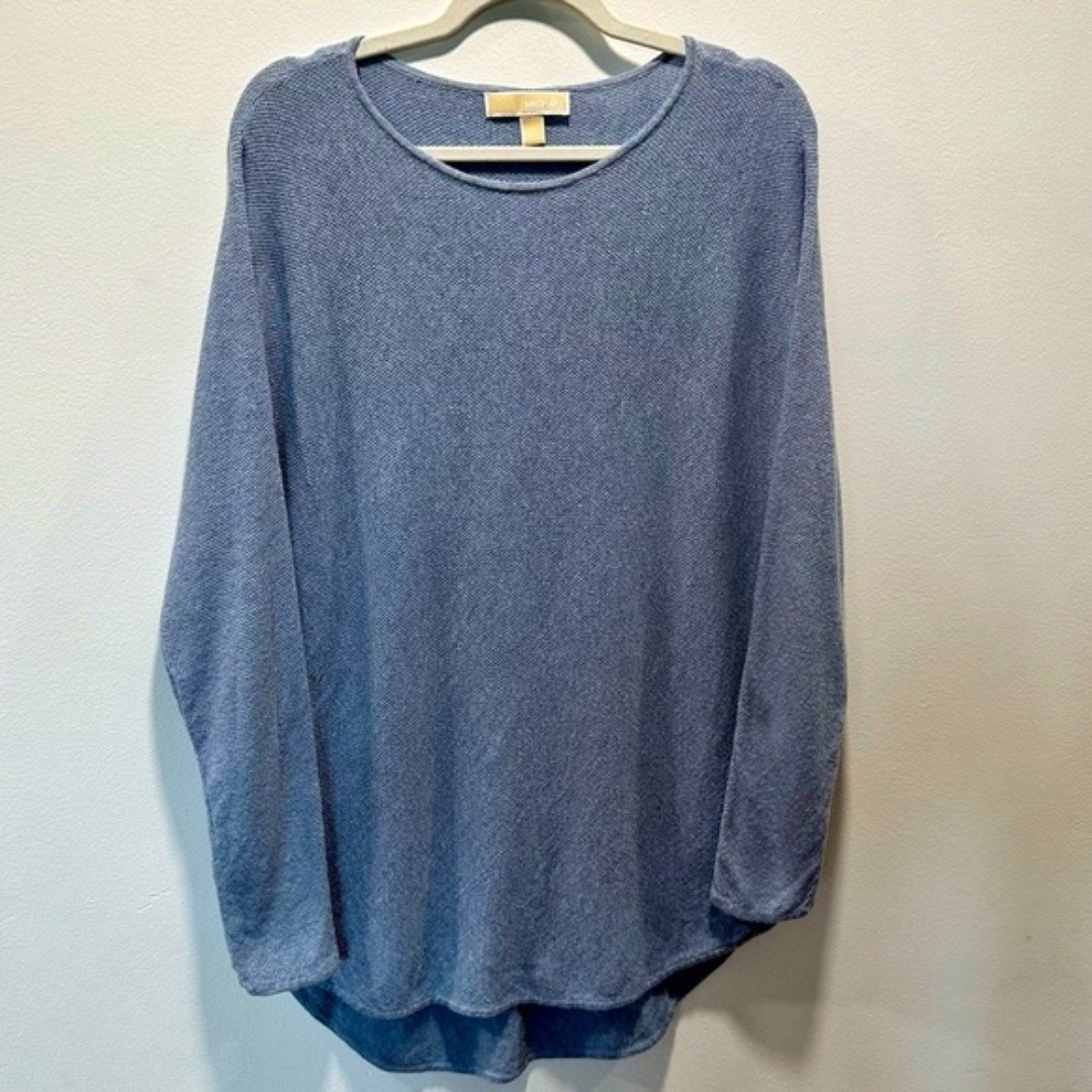 High quality Michael Michael Kors Oversized Blue Two-Tone Knit Pullover Tunic Women’s size M gdavzqrcQ Counter Genuine 