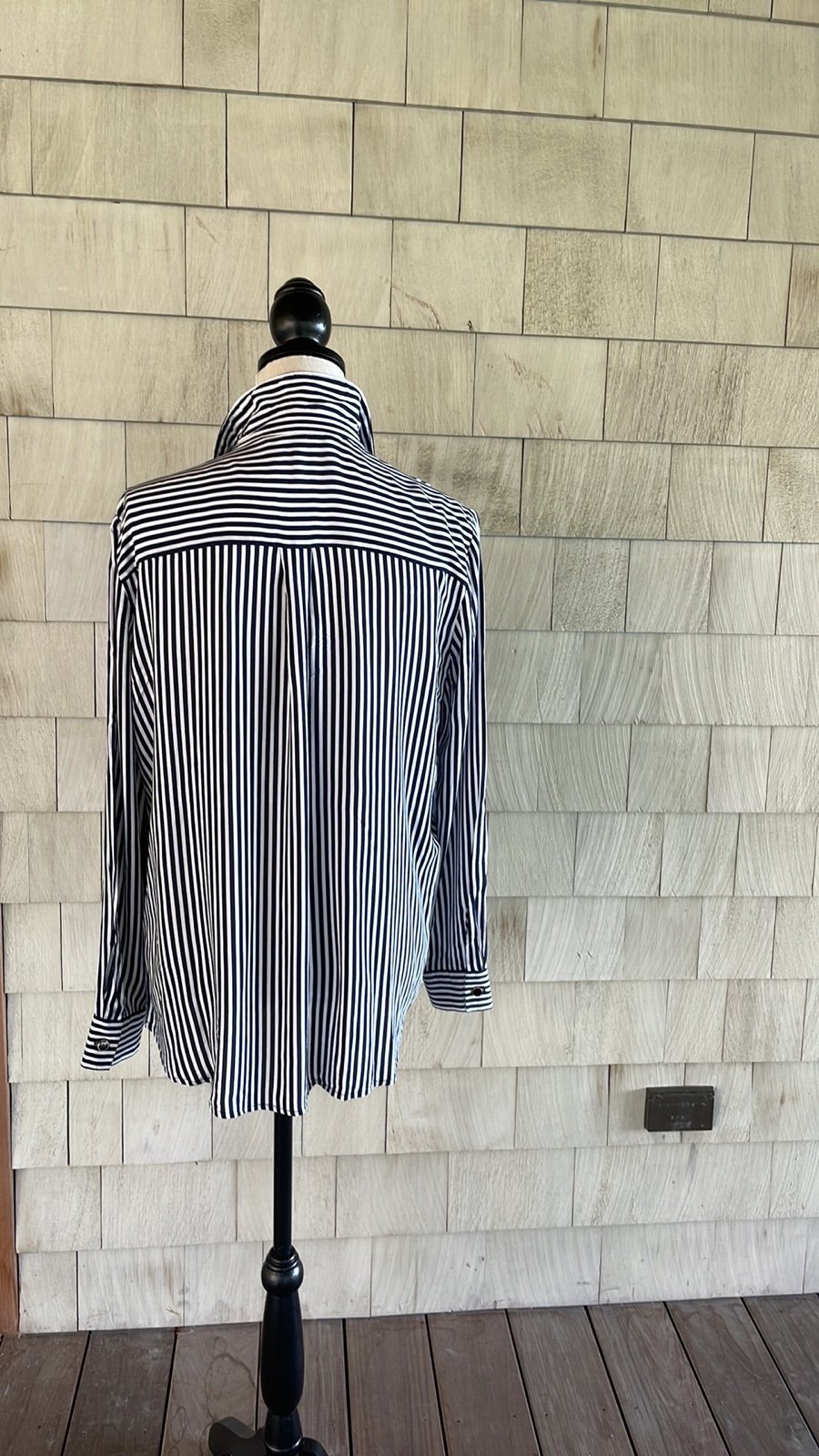 Personality Zara Navy and white striped button down blouse fRKfQf0aw Store Online
