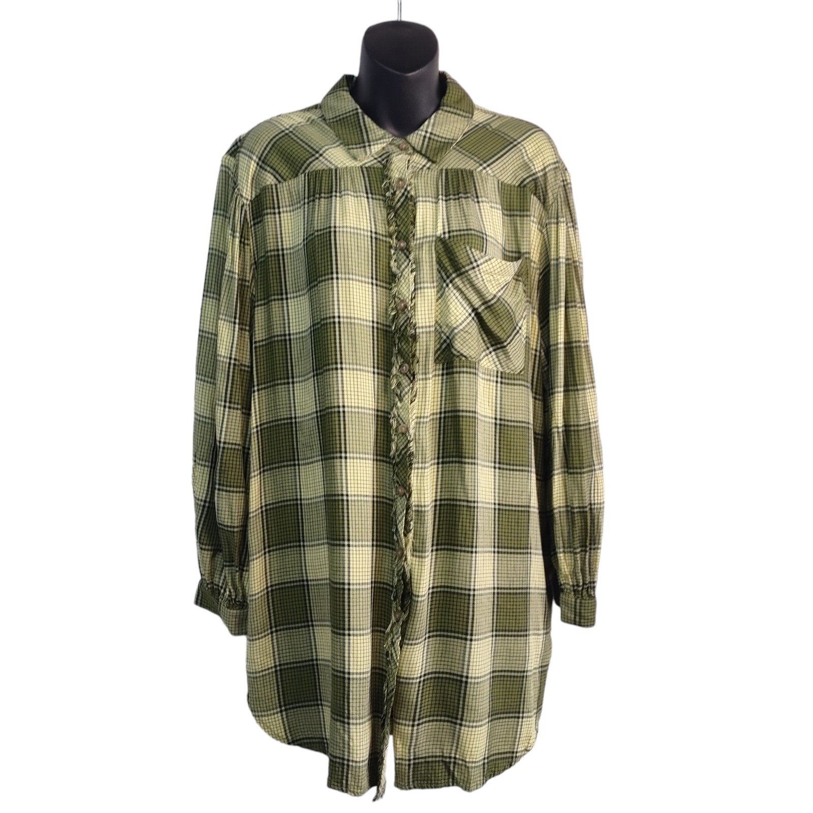 Comfortable CATO Plaid Top Shirt Women´s Green Lon