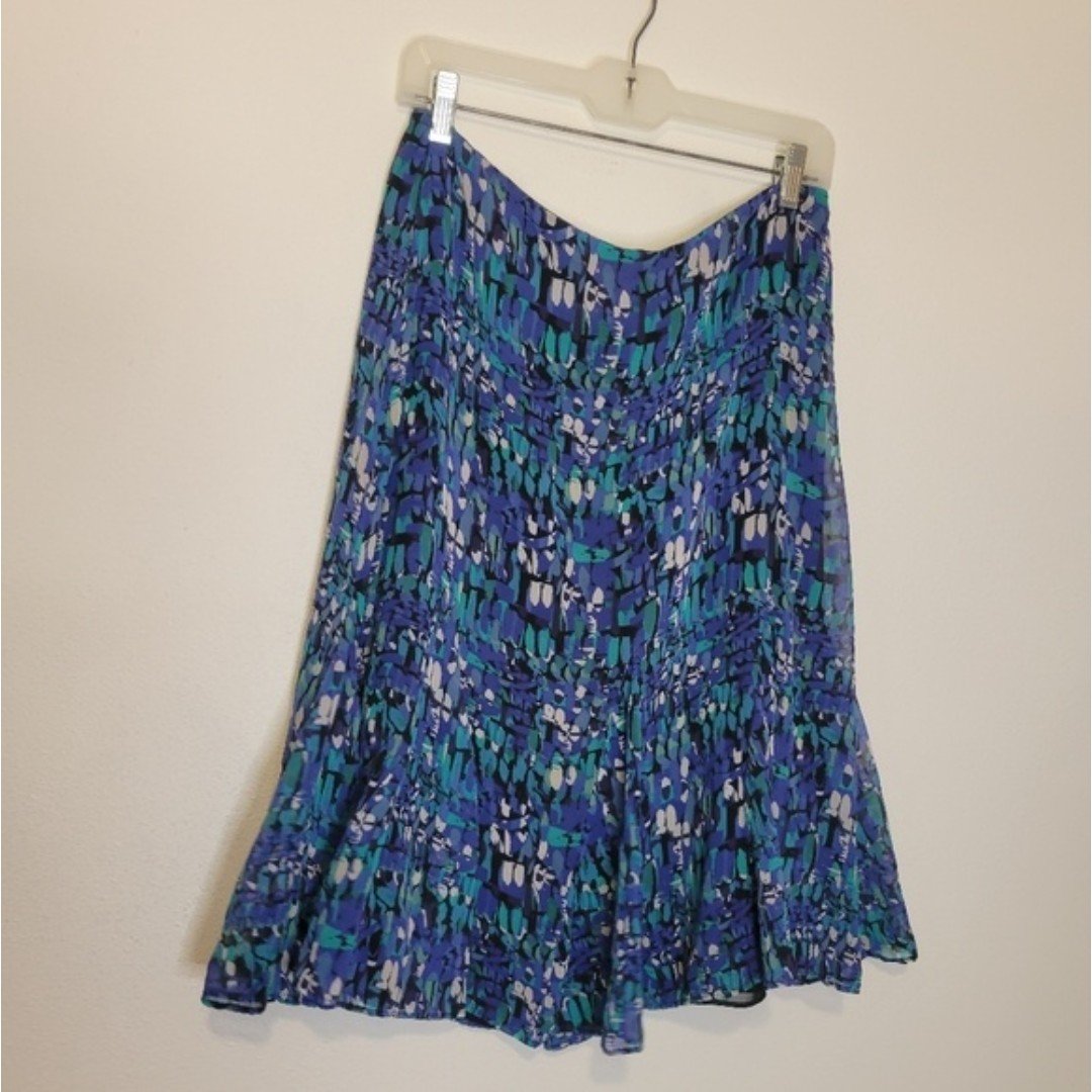 The Best Seller Chicos size m silk blue/white fit&flare aline skirt O0uBIWnuL best sale