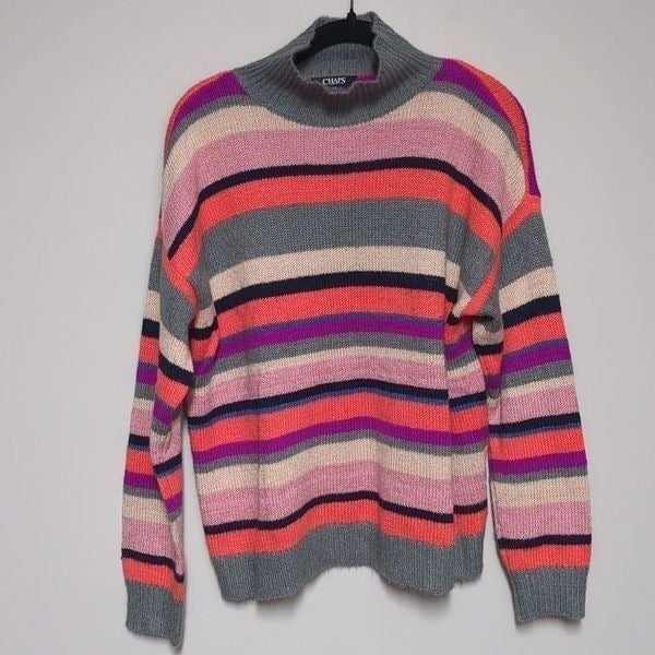floor price Chaps Mock Neck Striped Sweater FROqMEXVH just for you