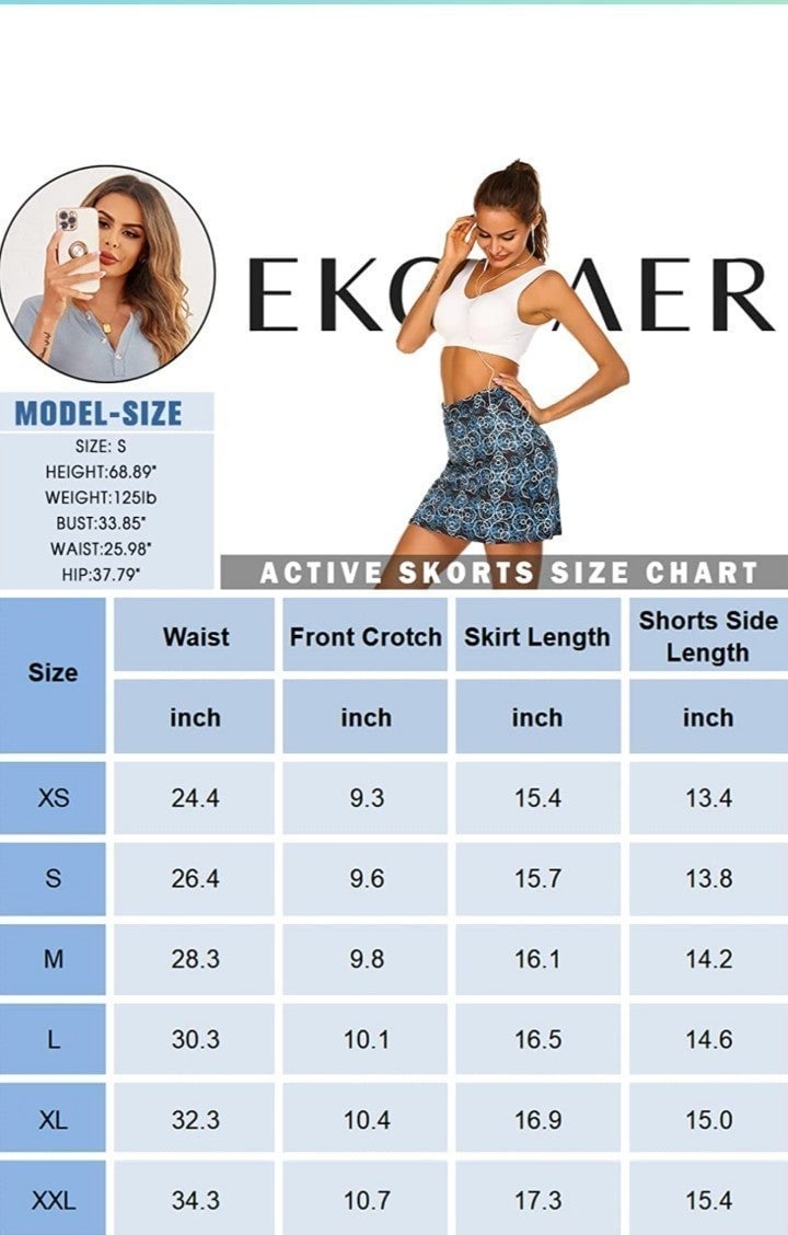 Simple Ekouaer Women´s Active Performance Skort Lightweight Skirt for Running Tennis Go LgphMYzIP no tax