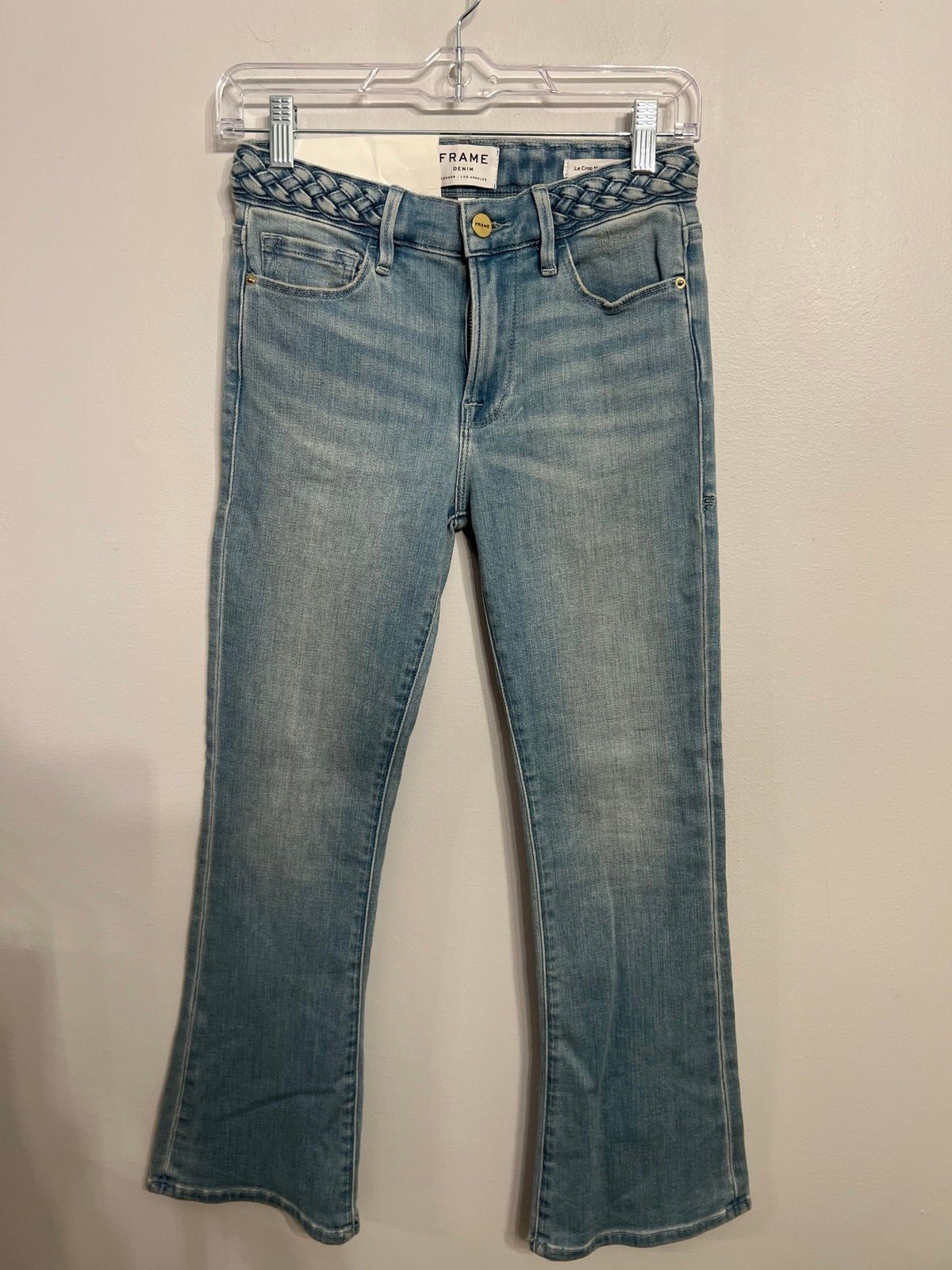 Gorgeous Frame Denim Womens Le Crop Mini Boot Jeans 24 Fountain Blue Braided Waist NWT GSZ3nA9aL on sale