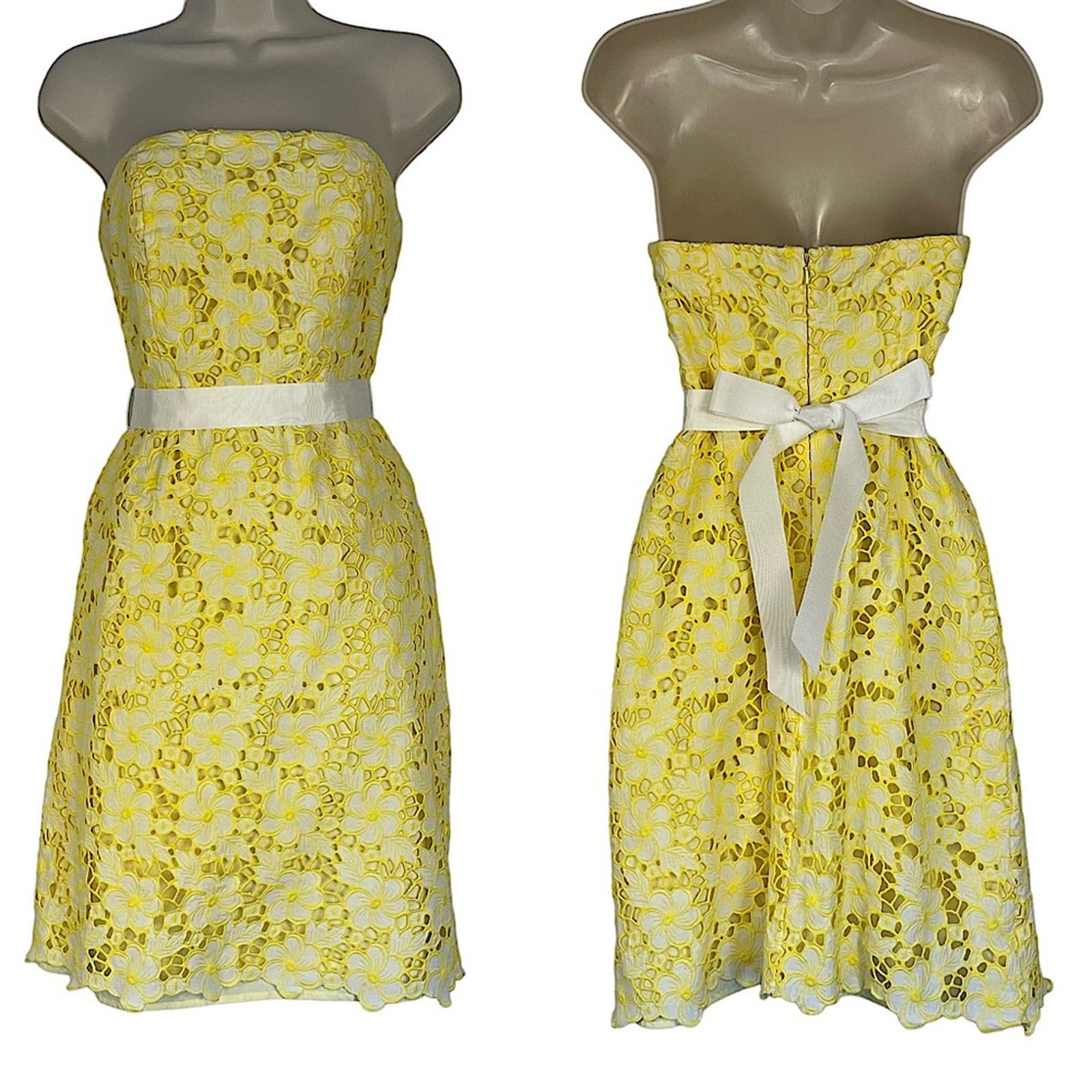 good price Lilly Pulitzer 90´s Strapless Sienna Yellow Floral Kentucky Eyelet Lace Size 2 iducirw0P Wholesale