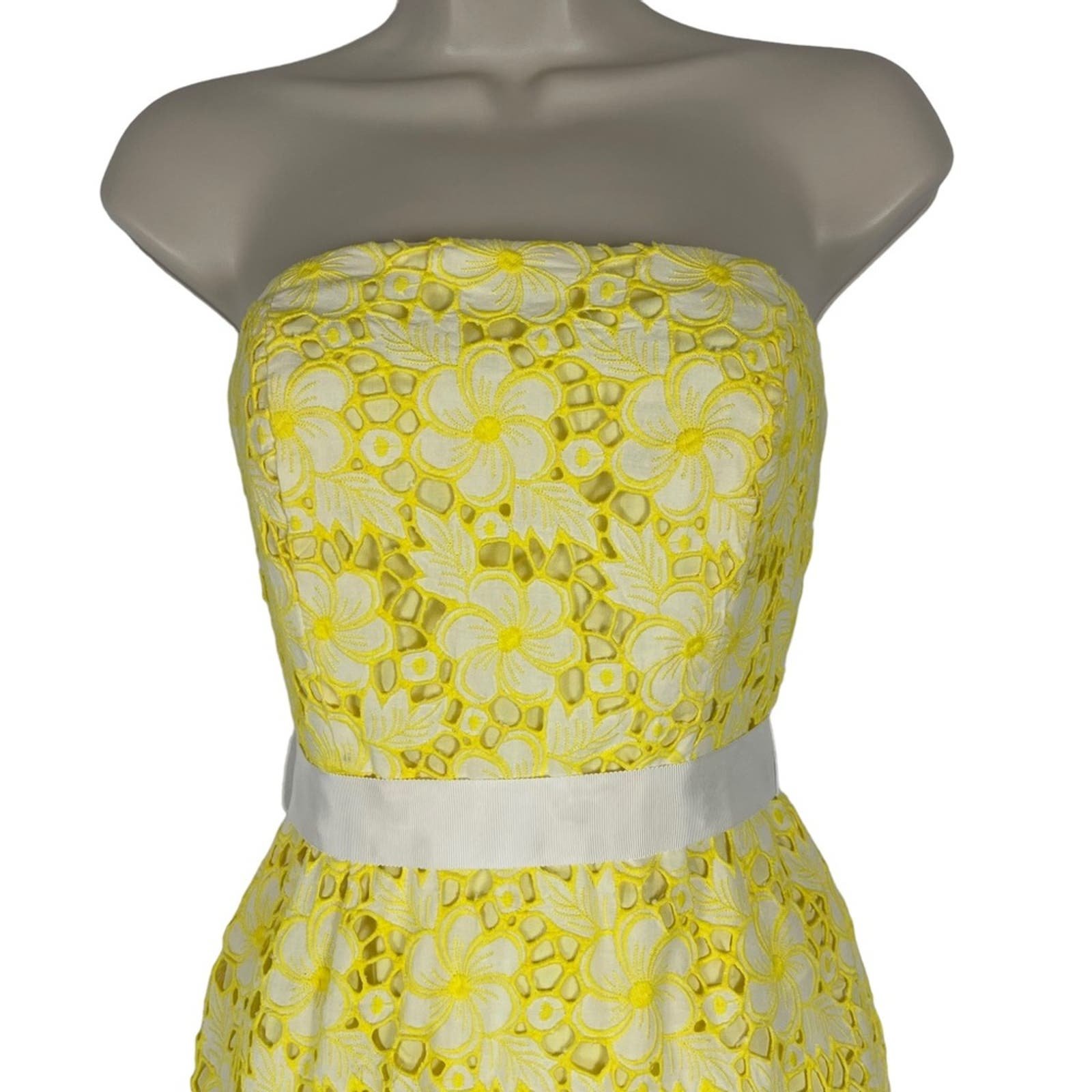 good price Lilly Pulitzer 90´s Strapless Sienna Yellow Floral Kentucky Eyelet Lace Size 2 iducirw0P Wholesale