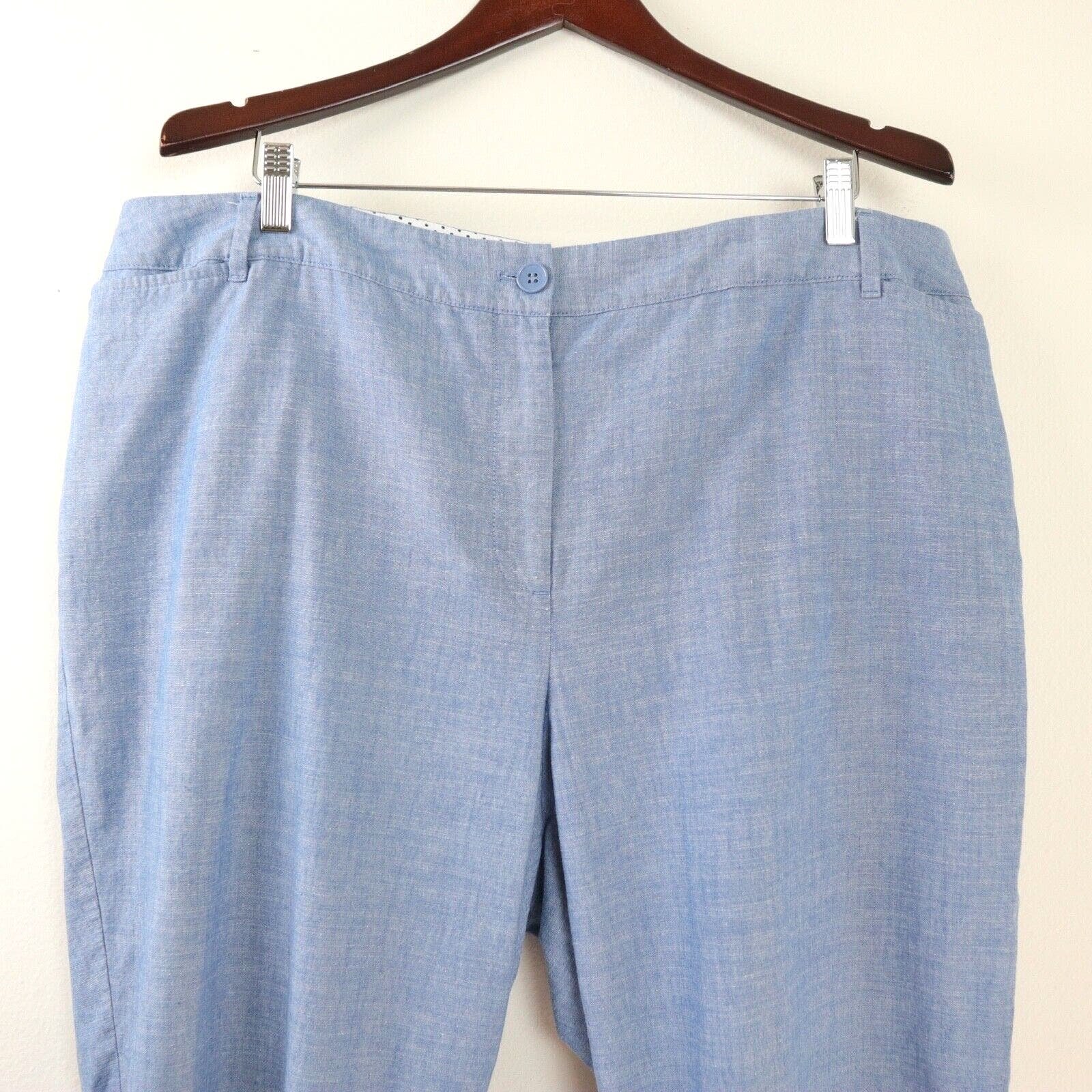 Discounted Talbots Size 20 Perfect Cropped Pants 100% Cotton Chambray Blue Button Hem Lx6JZlj8W Cheap