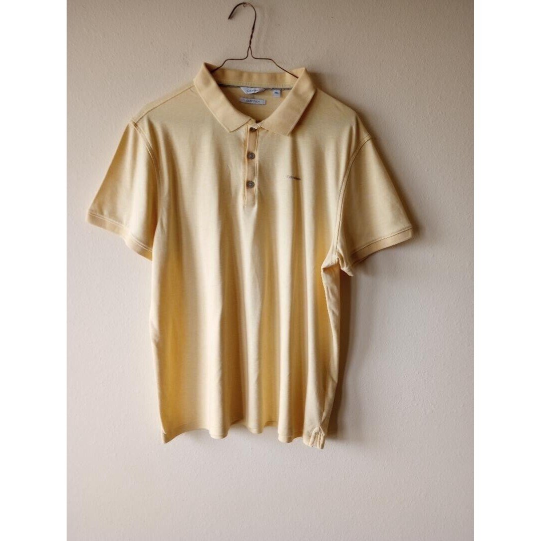 Fashion Calvin Klein Yellow Liquid Touch Fabric Polo Shirt Size Fit Large oGOswuVaE Online Exclusive