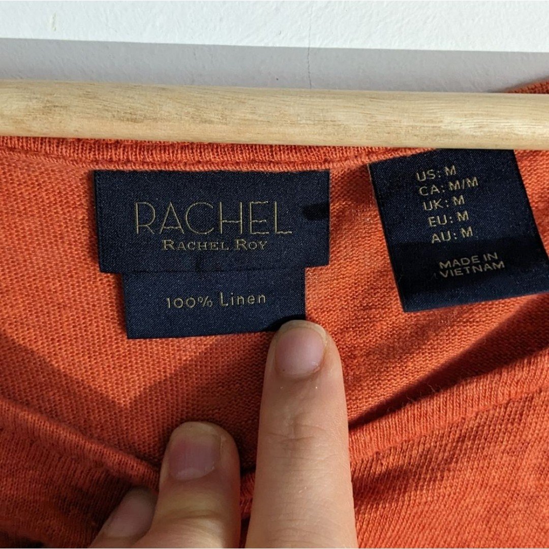 Classic Rachel Roy Rust Linen Ruffle Blouse Shirt k1jykLStz online store