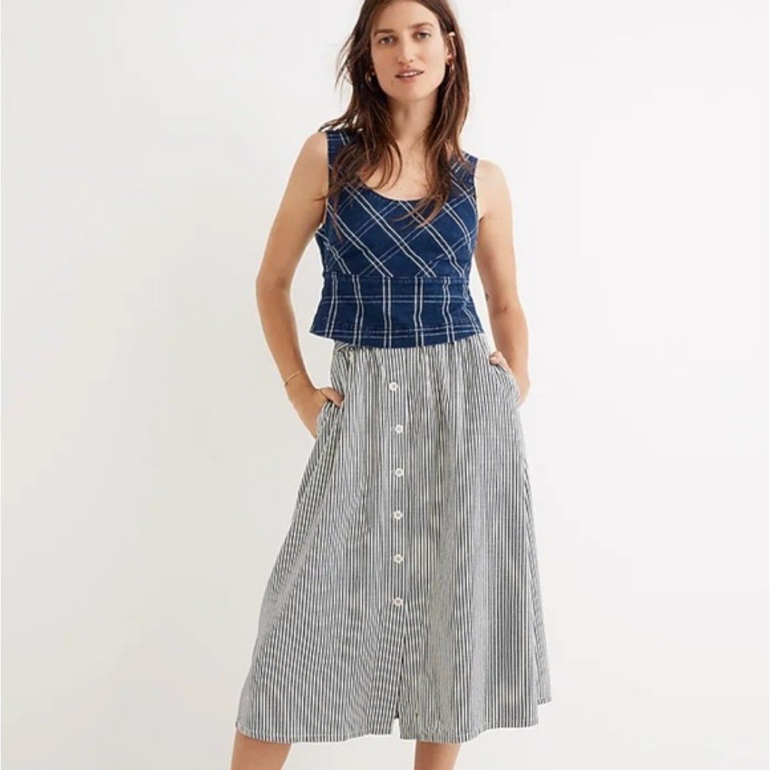 Popular Madewell Palisade Button-Front Midi Skirt in Ch