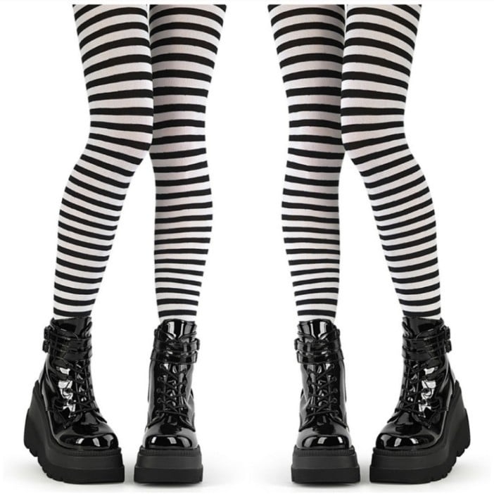 Classic Women´s 2 Gothic Striped Tights Black and White iqMKHBocY online store