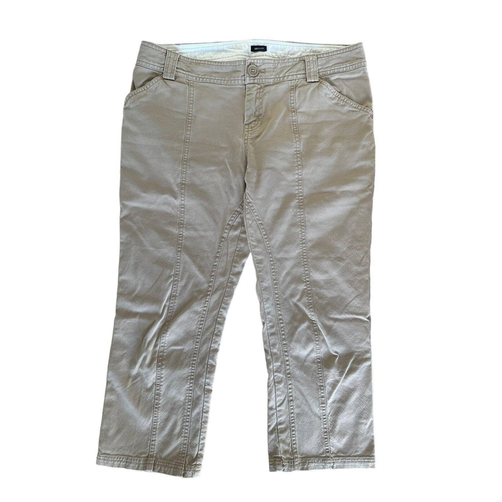 Stylish GAP Women´s Stretch Cargo Pants Cropped Cotton w/ Pockets Size 6 Khaki Beige MsQUgDf30 well sale