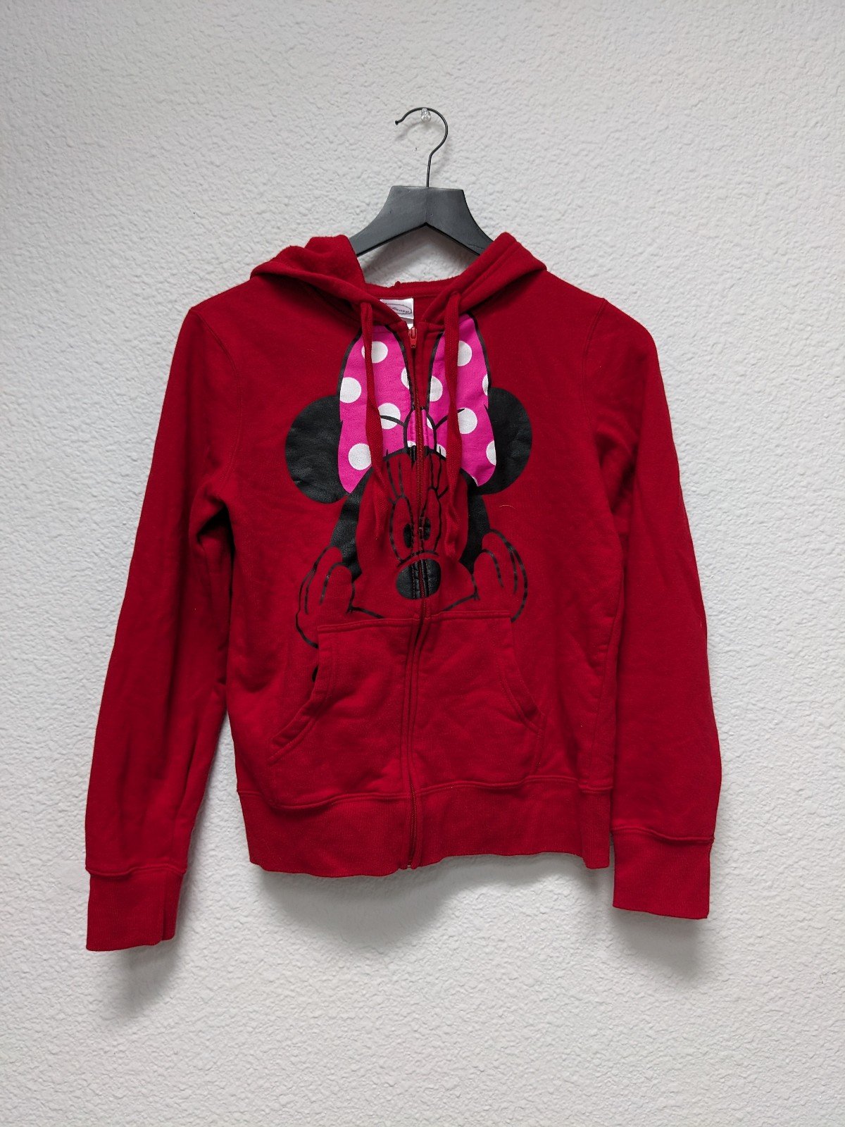 Simple Minnie Mouse Red Zipper Hoodie Juniors Medium 7/