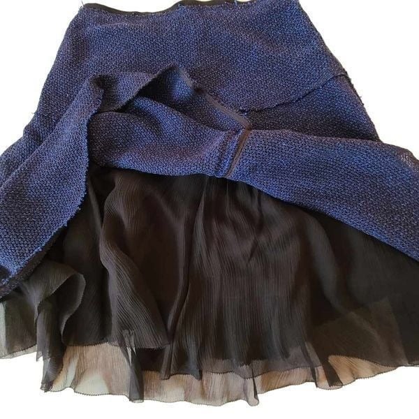 Classic Elie Tahari Layered Ruffled Blue and Black Skirt o1n4wzp83 Outlet Store