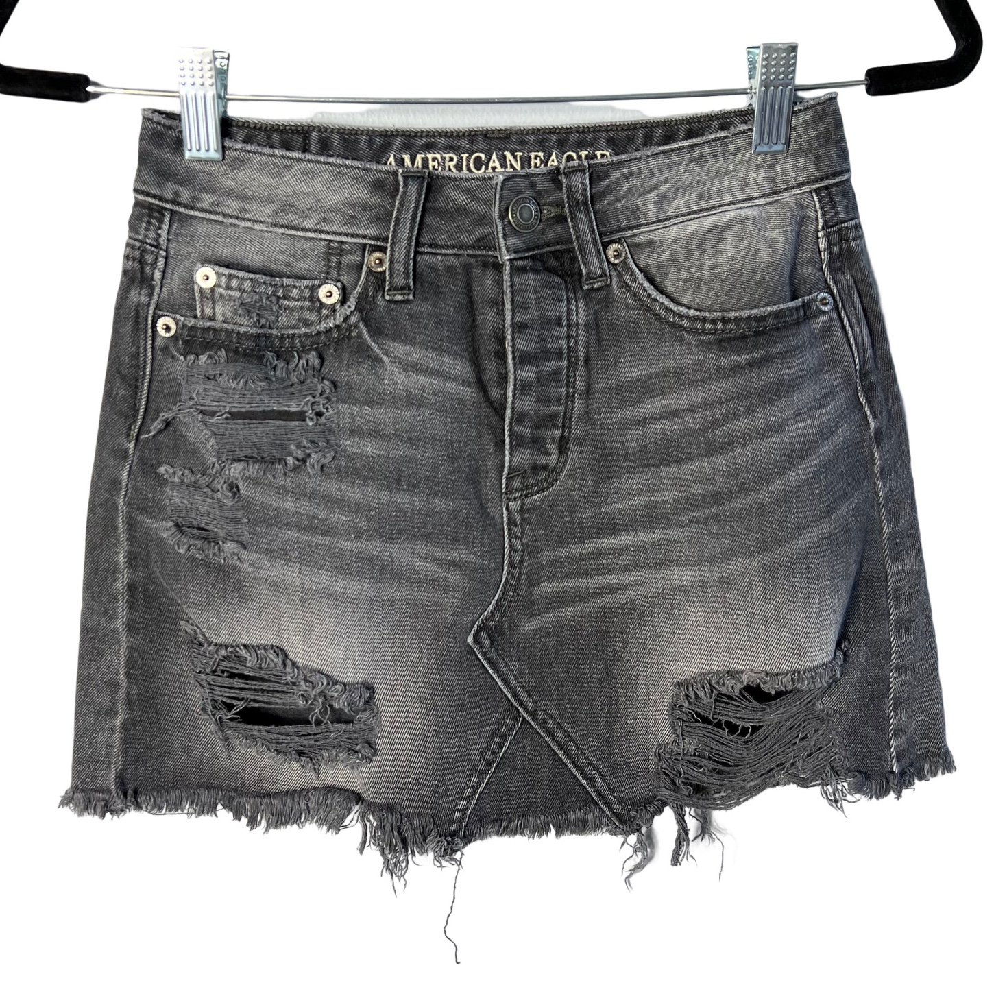 Affordable American Eagle Distressed Jean Mini Skirt Size 00 ObTONSmql High Quaity