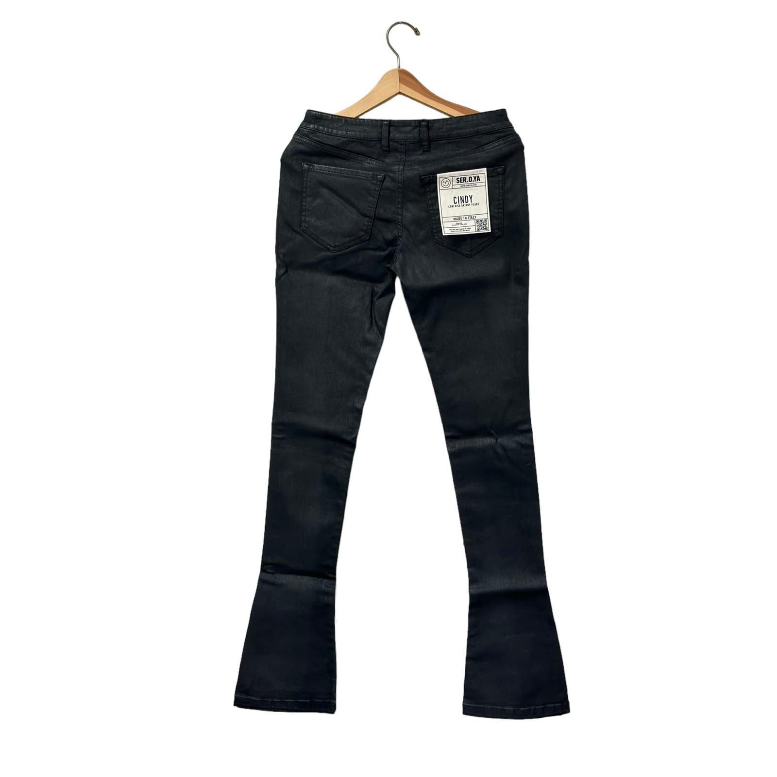 Special offer  NWT Ser.O.Ya Cindy Low Rise Flare Jeans in Waxed Black MSRP $ 295 LmDa9ii2j Online Shop