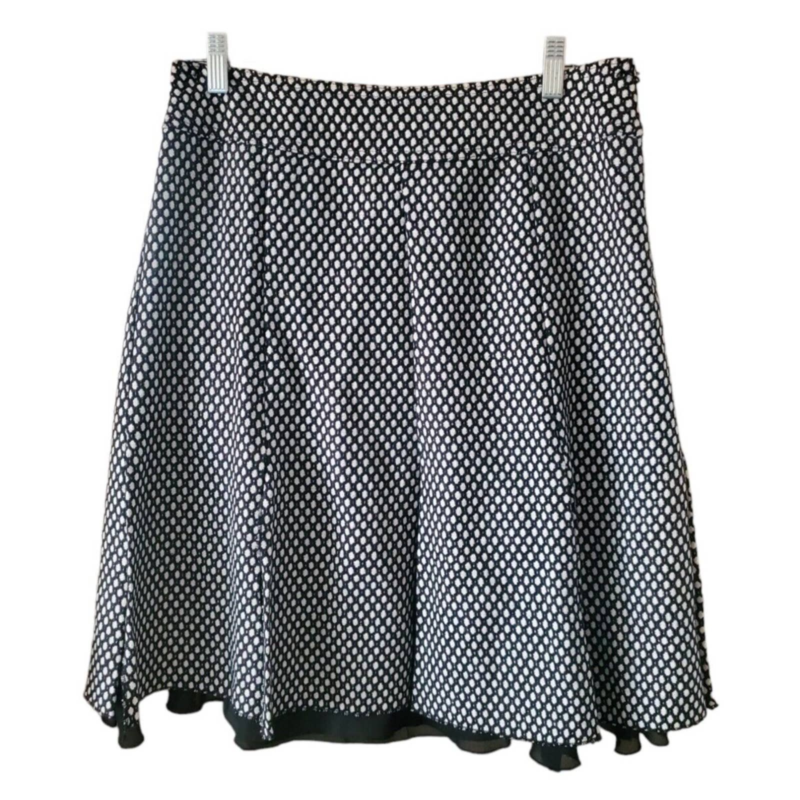 Latest  Sunny Leigh Black & White Woven Layered Knee Length A-Line Skirt Sz 8 mo8UAJr3r Outlet Store