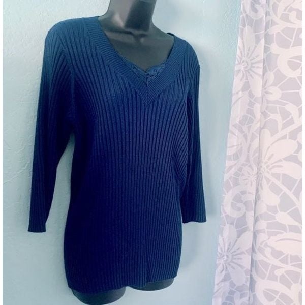 Wholesale price Dress Barn Navy Blue Ribbed V-Neck Sweater Size 1X OoIACngoU Discount