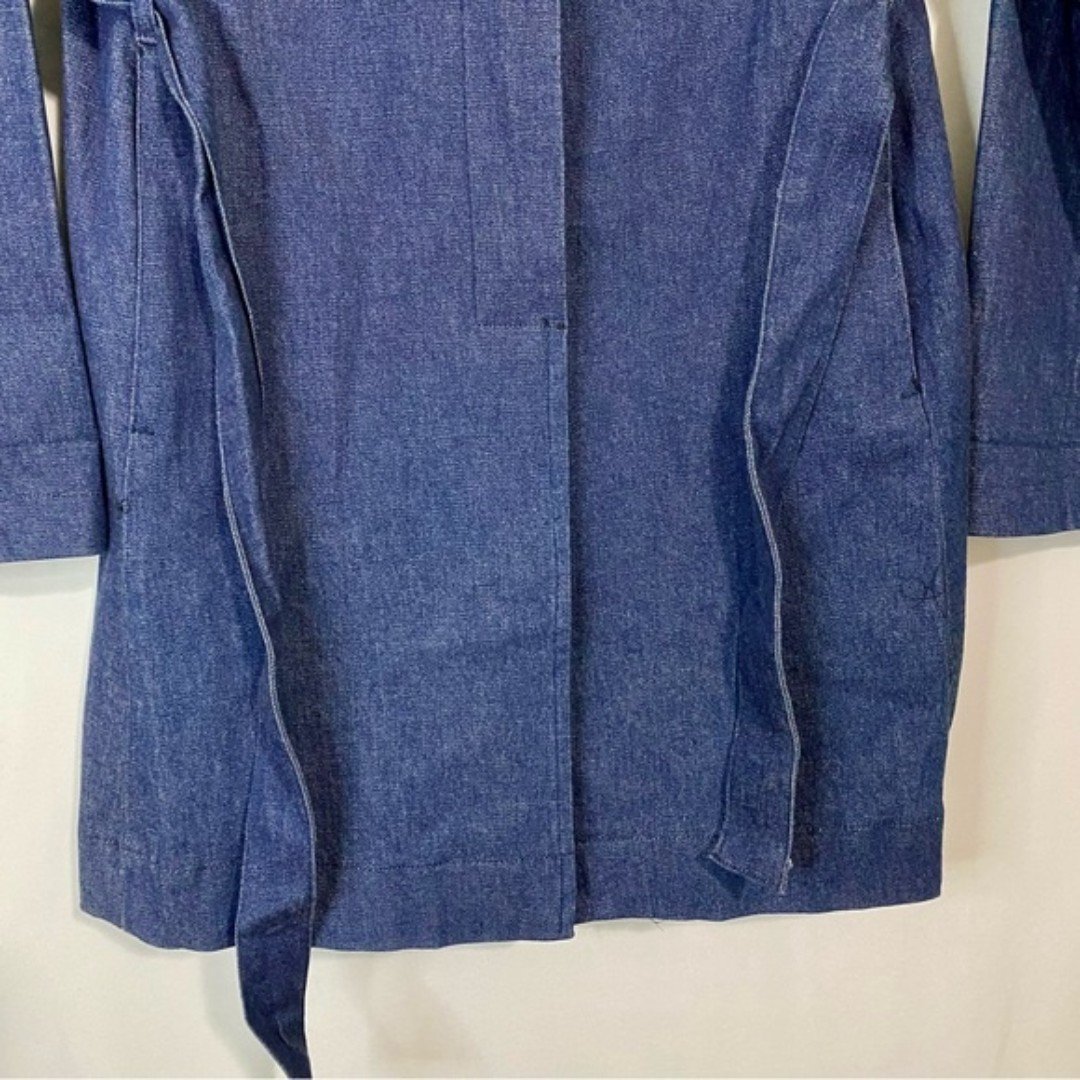 Great Zinc Women’s Long Sleeve Denim Trench Jacket with Tie Blue Size Small nb1ZPSLkP on sale