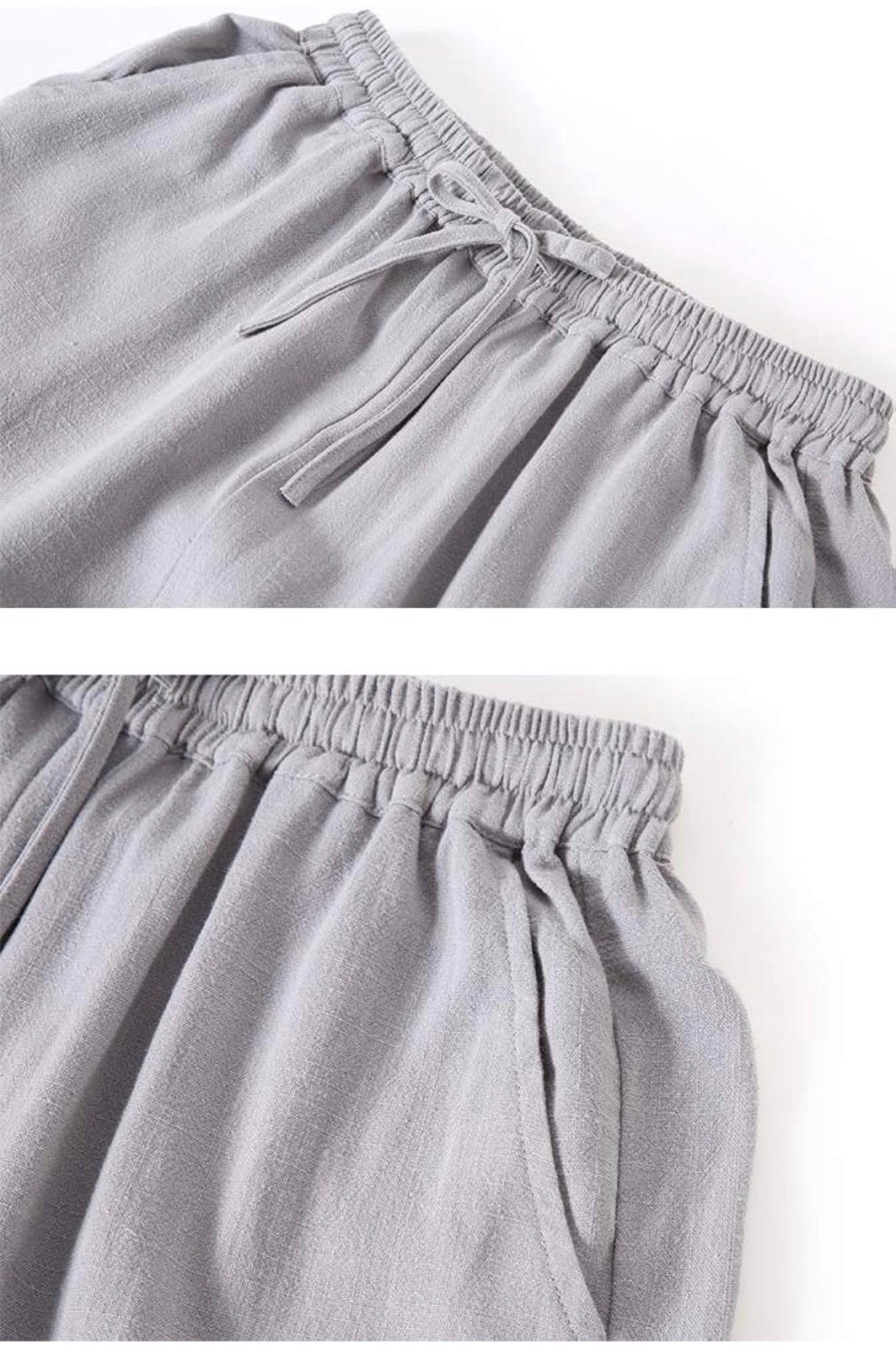 High quality Women´s Linen Pants Drawstring Waist Wide Leg Trousers with Frog Button OvnxR4oSJ High Quaity