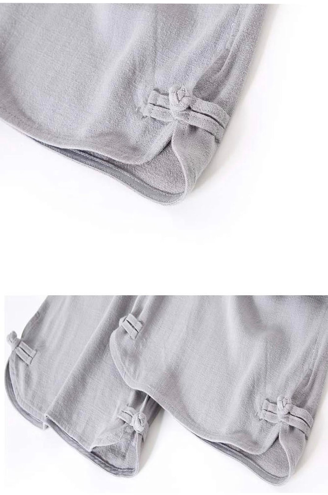 High quality Women´s Linen Pants Drawstring Waist Wide Leg Trousers with Frog Button OvnxR4oSJ High Quaity