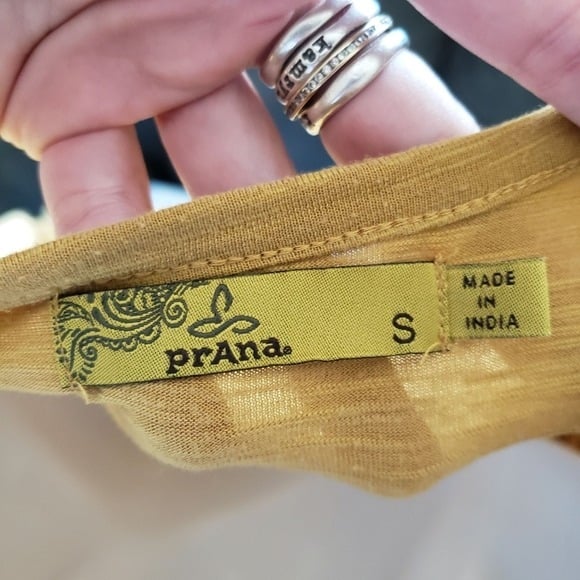 Buy Prana Women´s Small Golden Mustard Yellow Short Sleeve Blouse V-neck Ties Top LUQ9Ka3Uf Factory Price