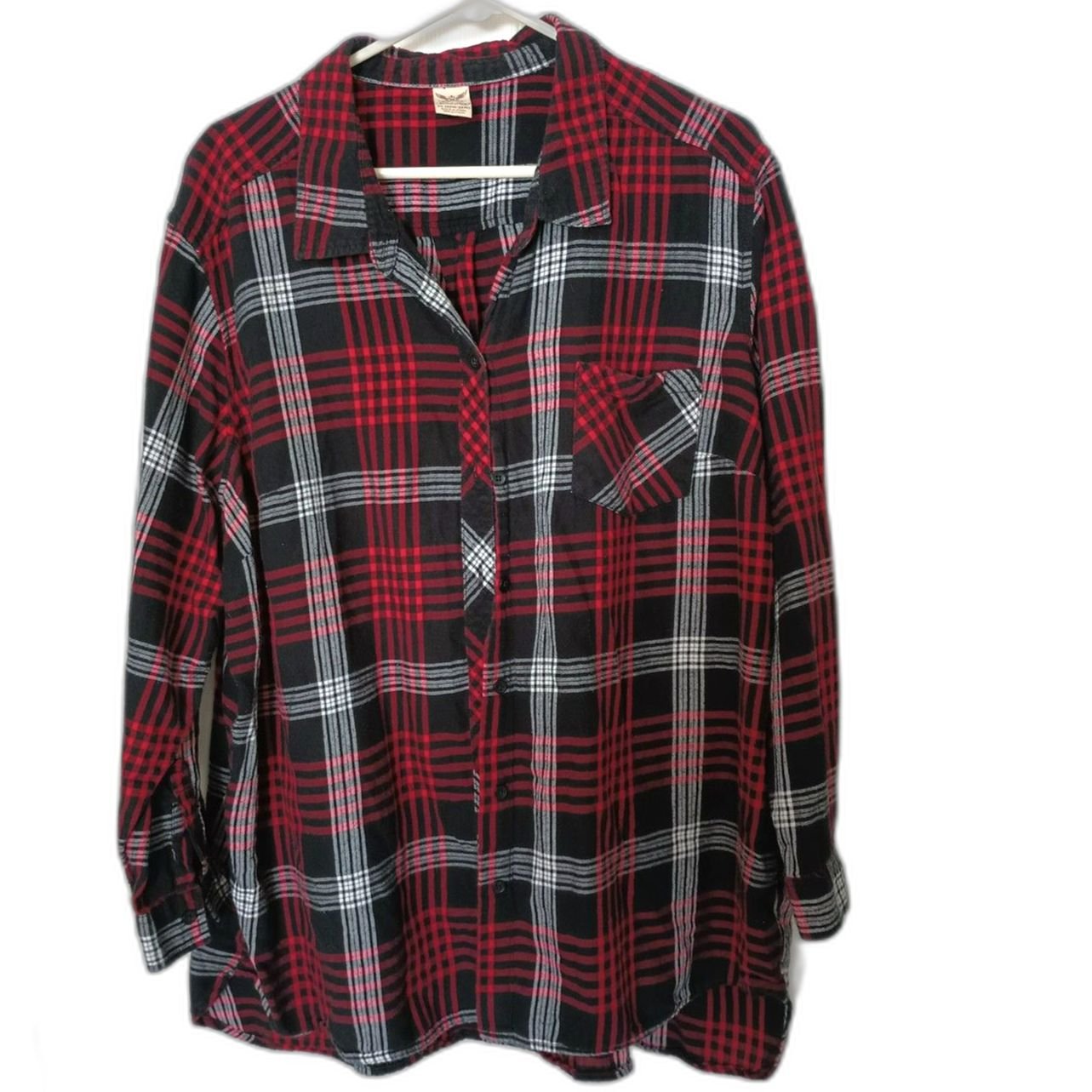 Beautiful Faded Glory Long Sleeve Flannel Red Plaid Womens Size 3X 22W-24W LvY8jJpgR well sale