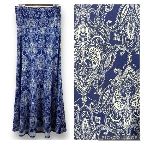 Gorgeous LuLaRoe Women´s Size S Maxi Skirt Blue Paisley Baroque Print Flared Bottom lsgdZIeGY well sale