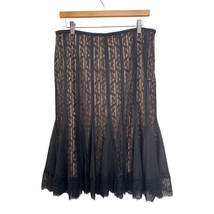 Buy Loft Black Lace Overlay Fit and Flare Skirt FQj9Hyx
