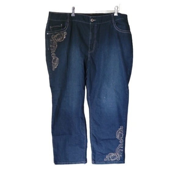 Great Catherines dark wash embellished embrodered jeans
