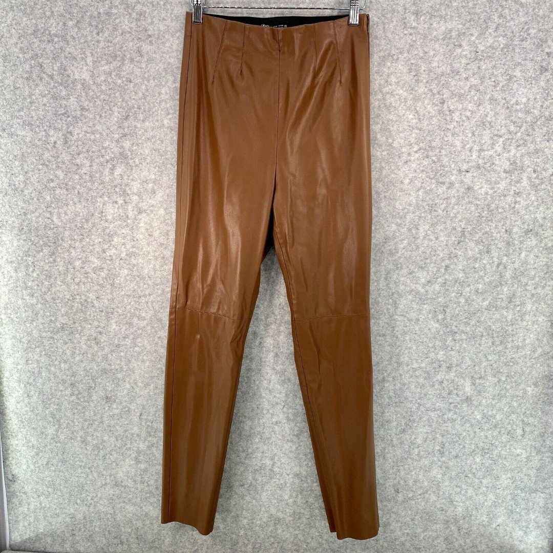 Personality Zara Brown Faux Leather Leggings Pants Womens Size Medium JDxbtw3Dk just buy it
