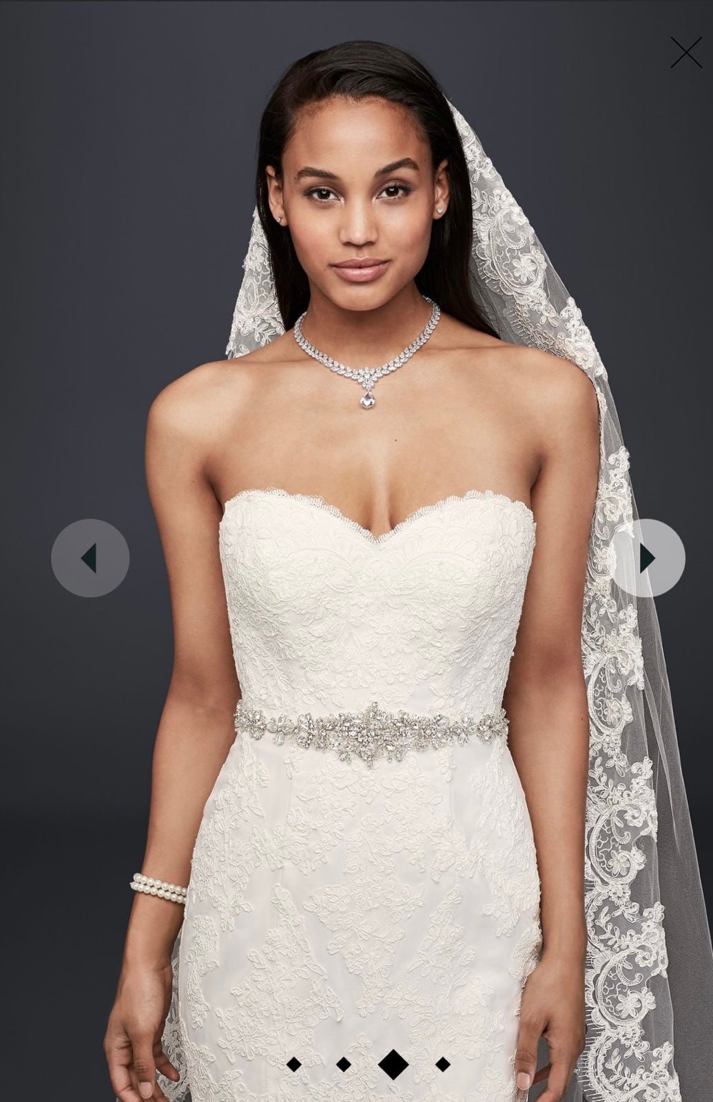 reasonable price soft white lace strapless trumpet wedding dress 4 PETITE iA9tTAZ9P hot sale