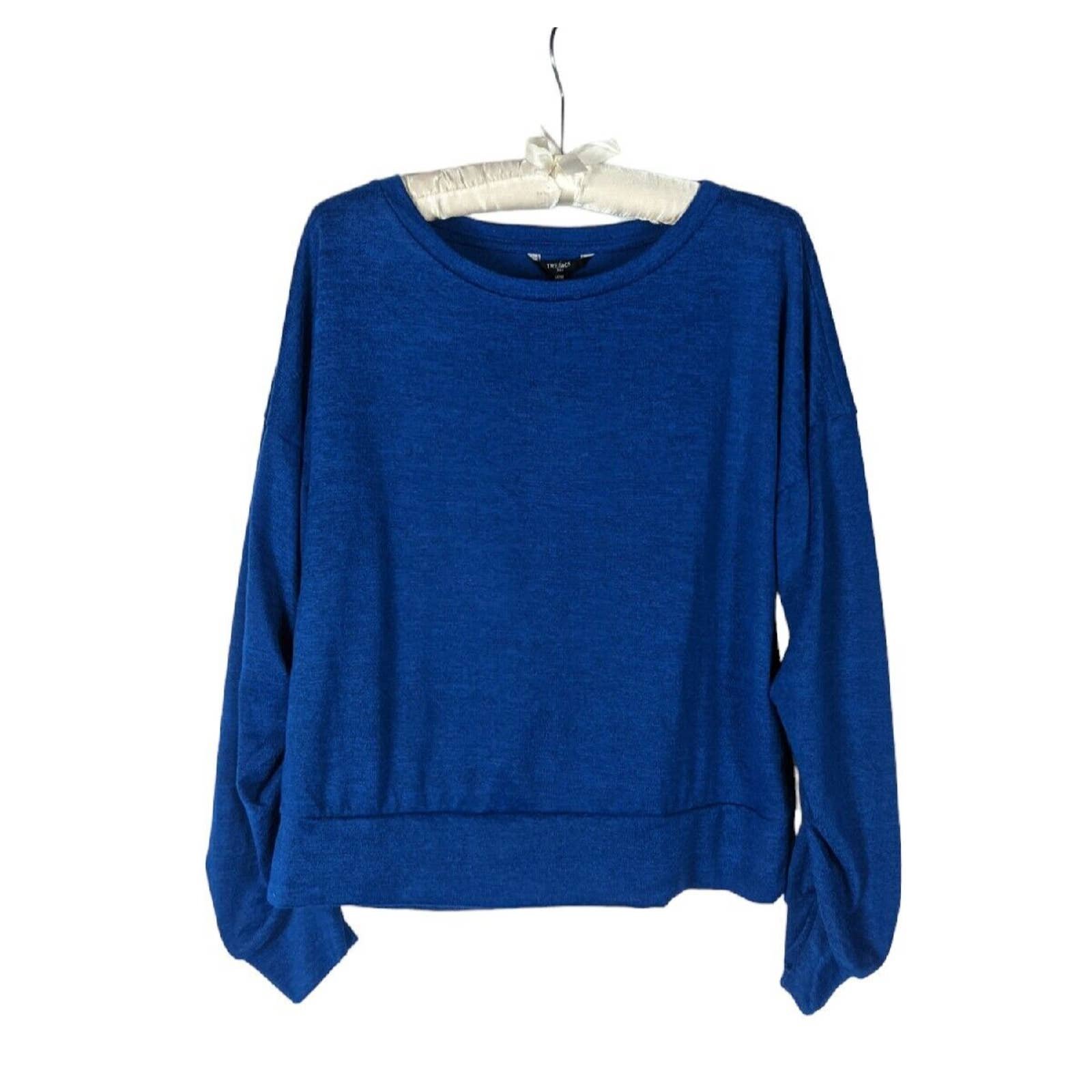 Amazing NWT Tresics Sz M Women´s Blue Ruched Long Sleeve Pullover Sweater ONRLNzx9c no tax