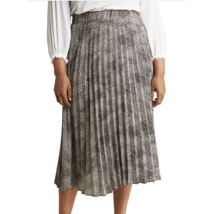 Latest  T Tahari Skirt Dotted Pleated Plus 1X Black Cream A Line Polyester Spandex New jvPN7TJJN Cheap