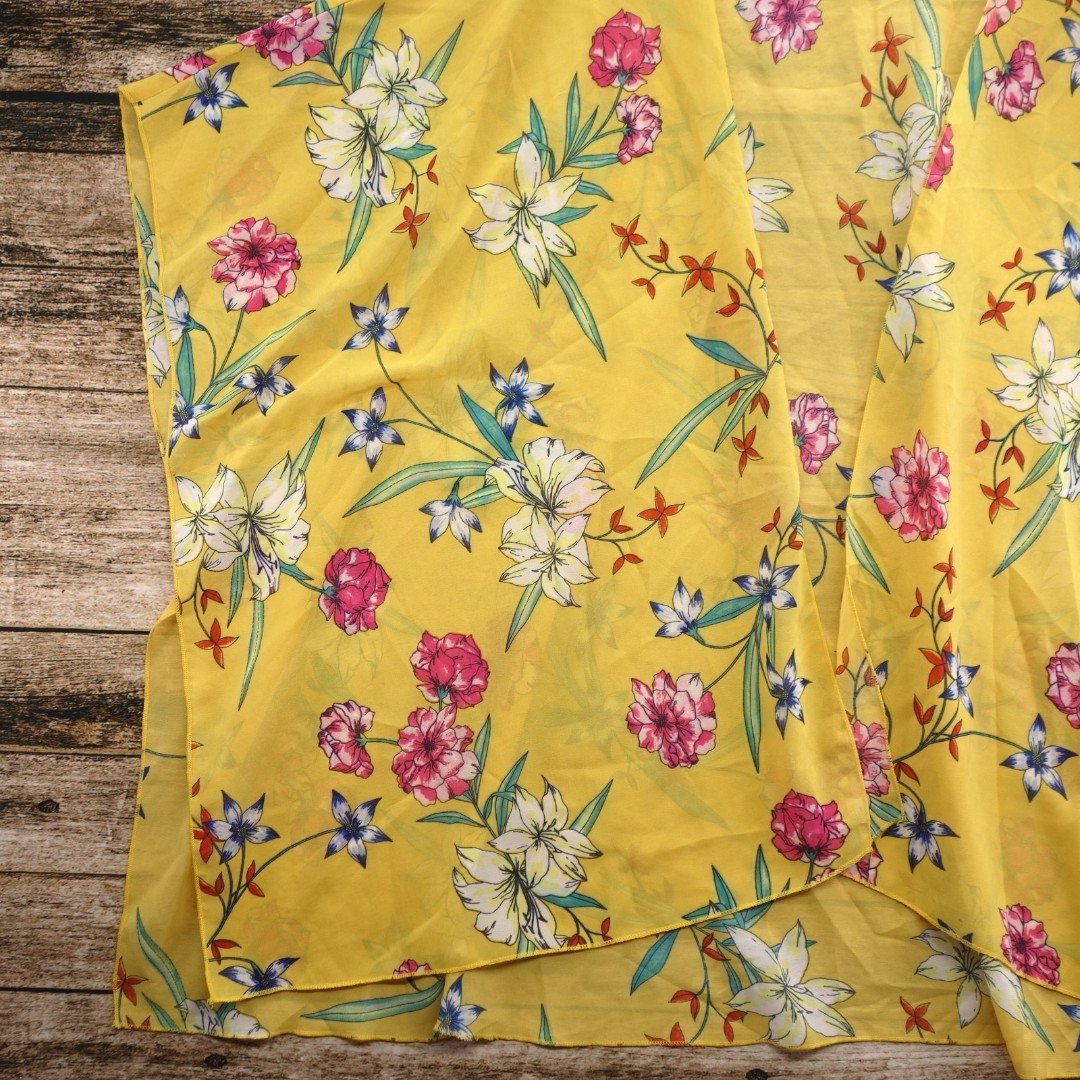 Simple Live 4 Truth Women´s Size 3X Yellow Floral Kimono Cover Up #1648 h6cyx8KUm Fashion