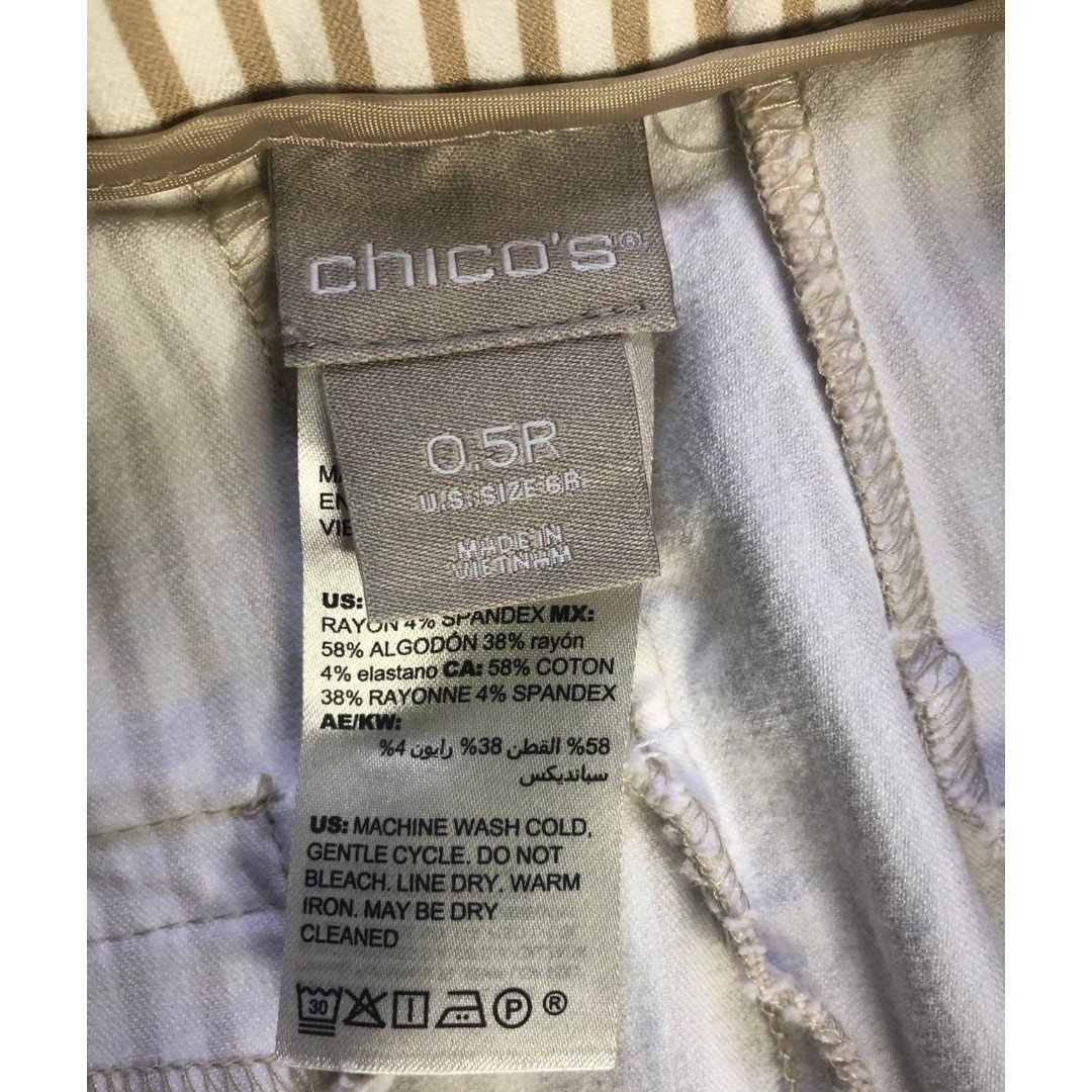 Great Chico´s Tan White Striped Straight Leg Crop Trousers mdO3Nee8W Discount