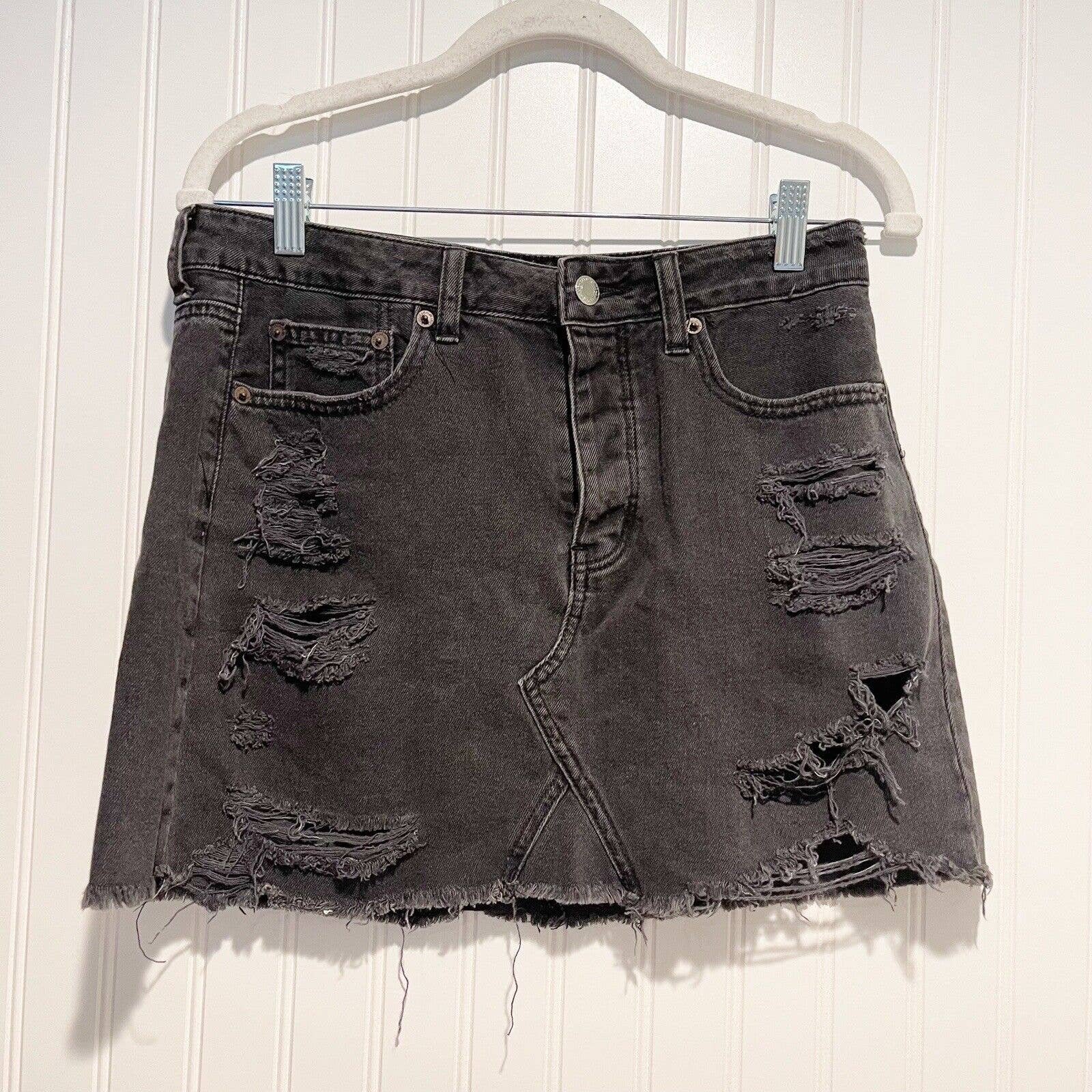 the Lowest price American Eagle Black Denim Skirt Butto