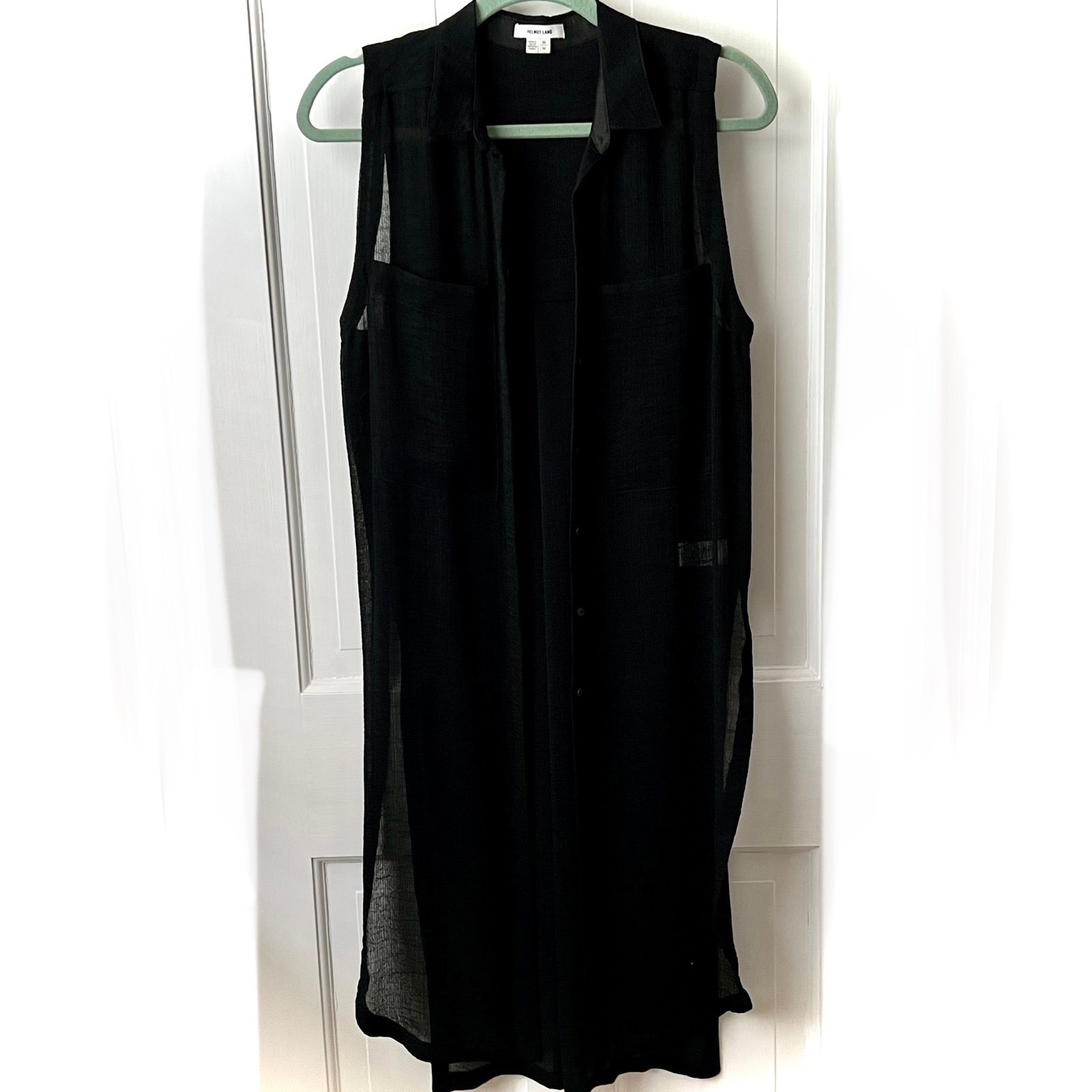 Popular Helmut Lang Black Semi-Sheer Coverup Dress MhoL