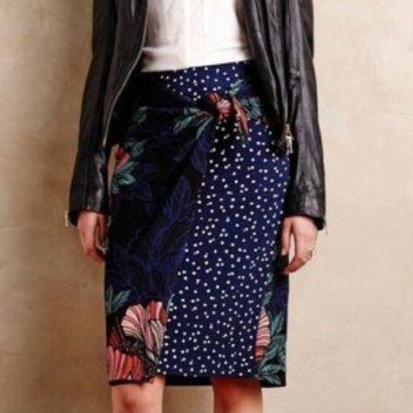 Fashion Anthropologie Maeve Wrap Skirt Polka Dot and Floral Knit Size 4 Ps31LqS9n Factory Price