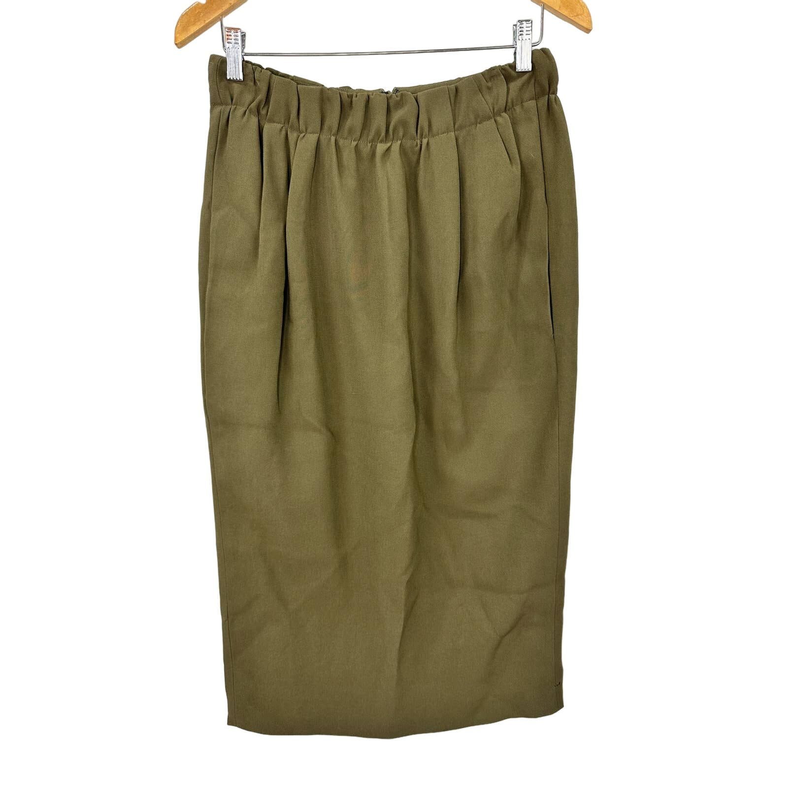 Elegant No. 21 Cotton Poplin Pencil Skirt Green Vented 