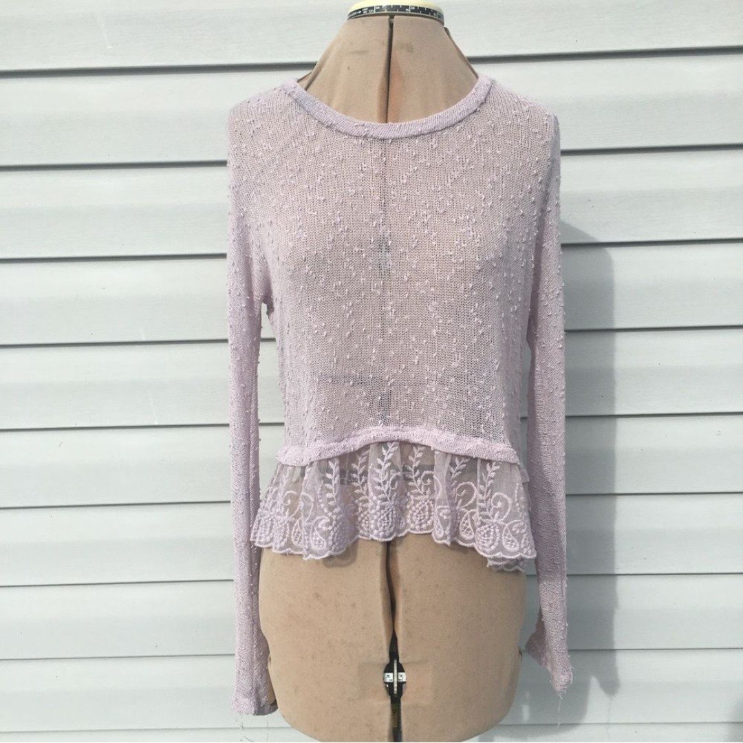 Amazing American Eagle pink purple faux layered sheer t