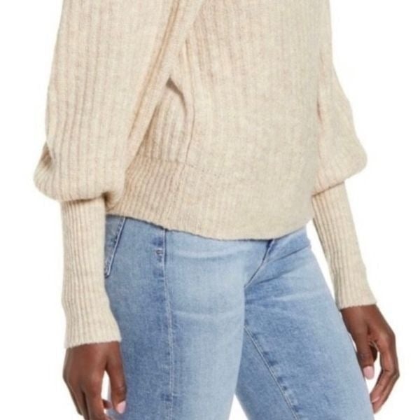 Cheap Leith NWT Cream Puff Sleeve  Ribbed Sweater XS GTiqP27Pb well sale